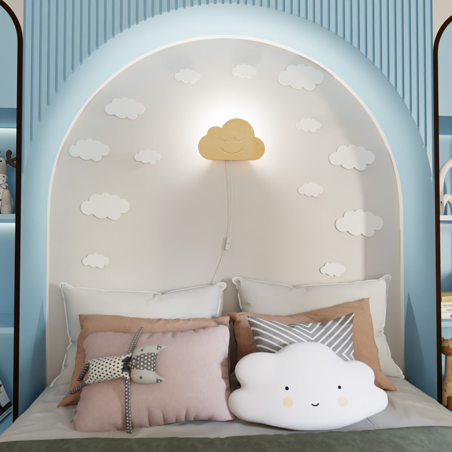 Lampe nuage Fiche Câble Bois E14 L : 30 cm Mur Kissen, Dekoration für Zuhause, Innenarchitektur, Mobiliar