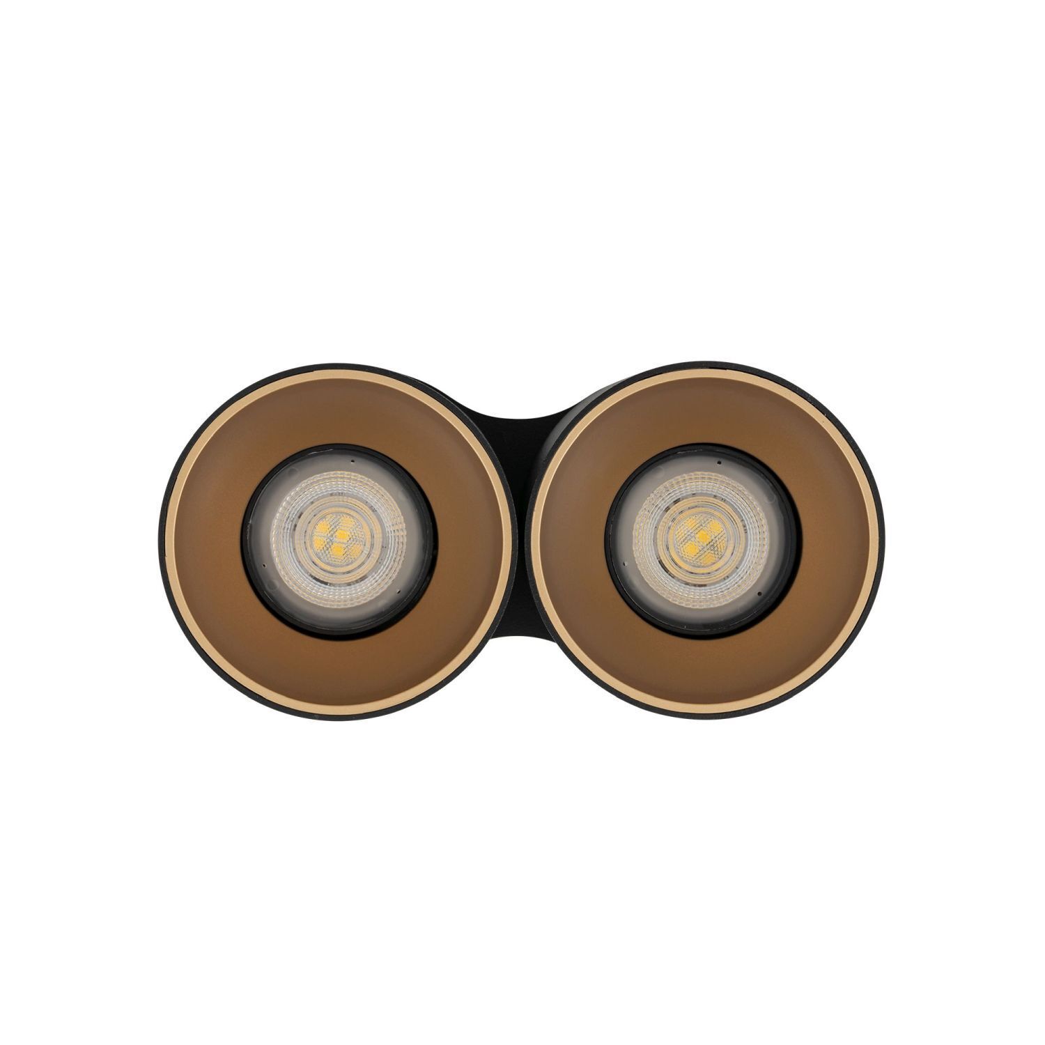 Elegante Deckenlampe in Schwarz Gold 2x GU10 klein Spotlight, Double head, Wandlampe, LED, Braun-Gold