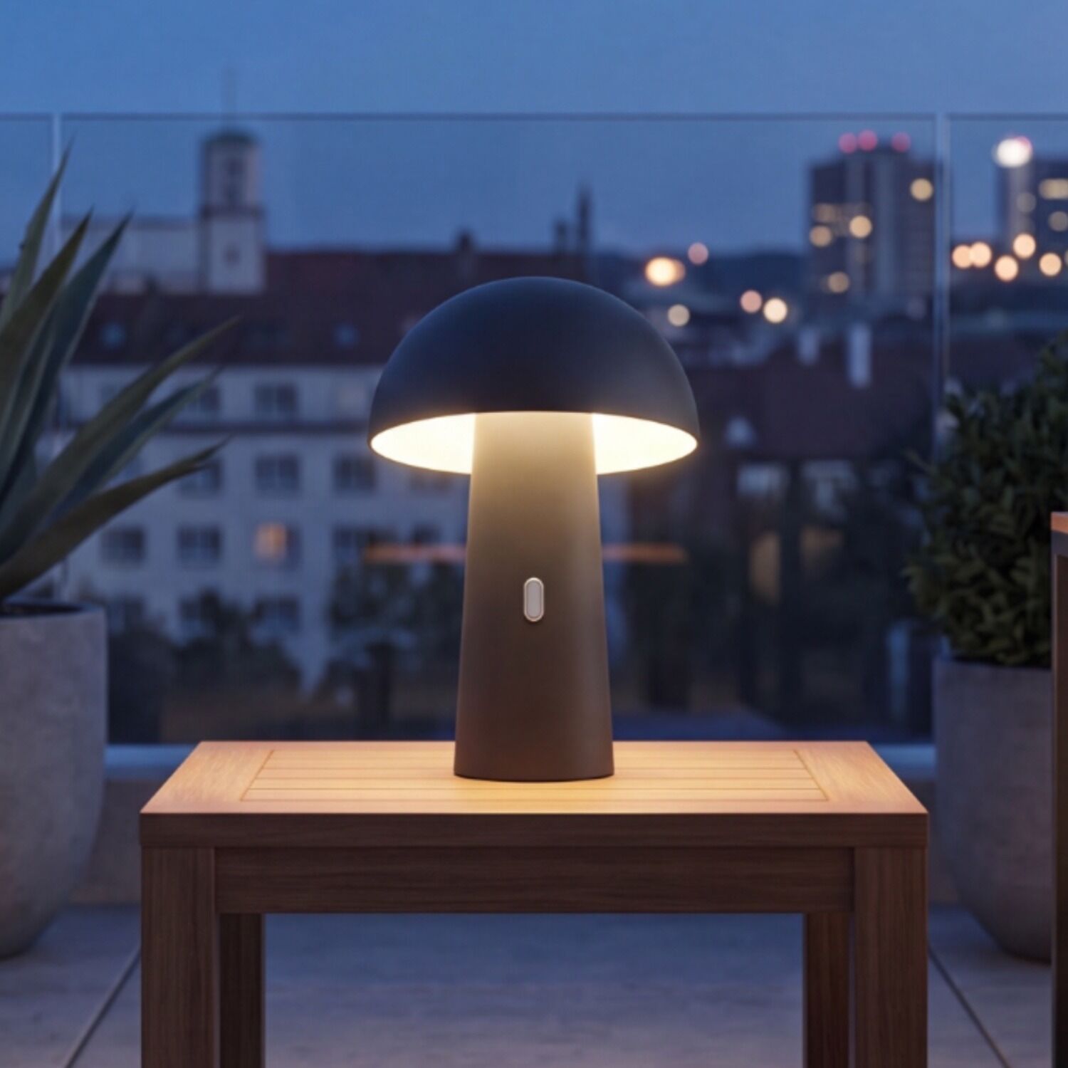 Tischlampe, LED-Lampe, Tischleuchte, Pilzform, dunkle Farbe