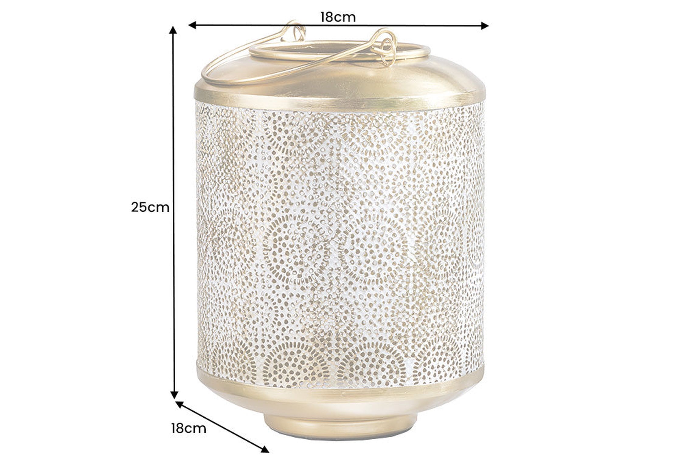 Lanterne Fer Ø 18 cm Blanc Or Artisanat REMUS Krug, Töpferei, Lampe, Flasche, Shaker