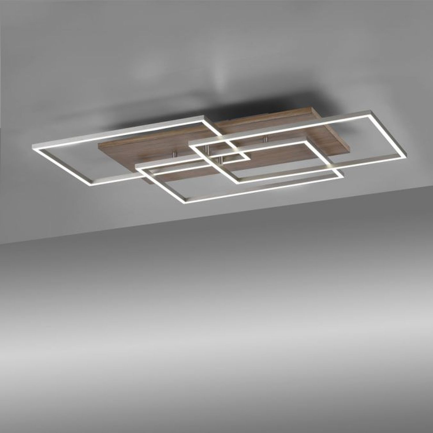 Gemütliche LED Deckenlampe Holz L:82 cm 4320 lm dimmbar Deckenleuchte