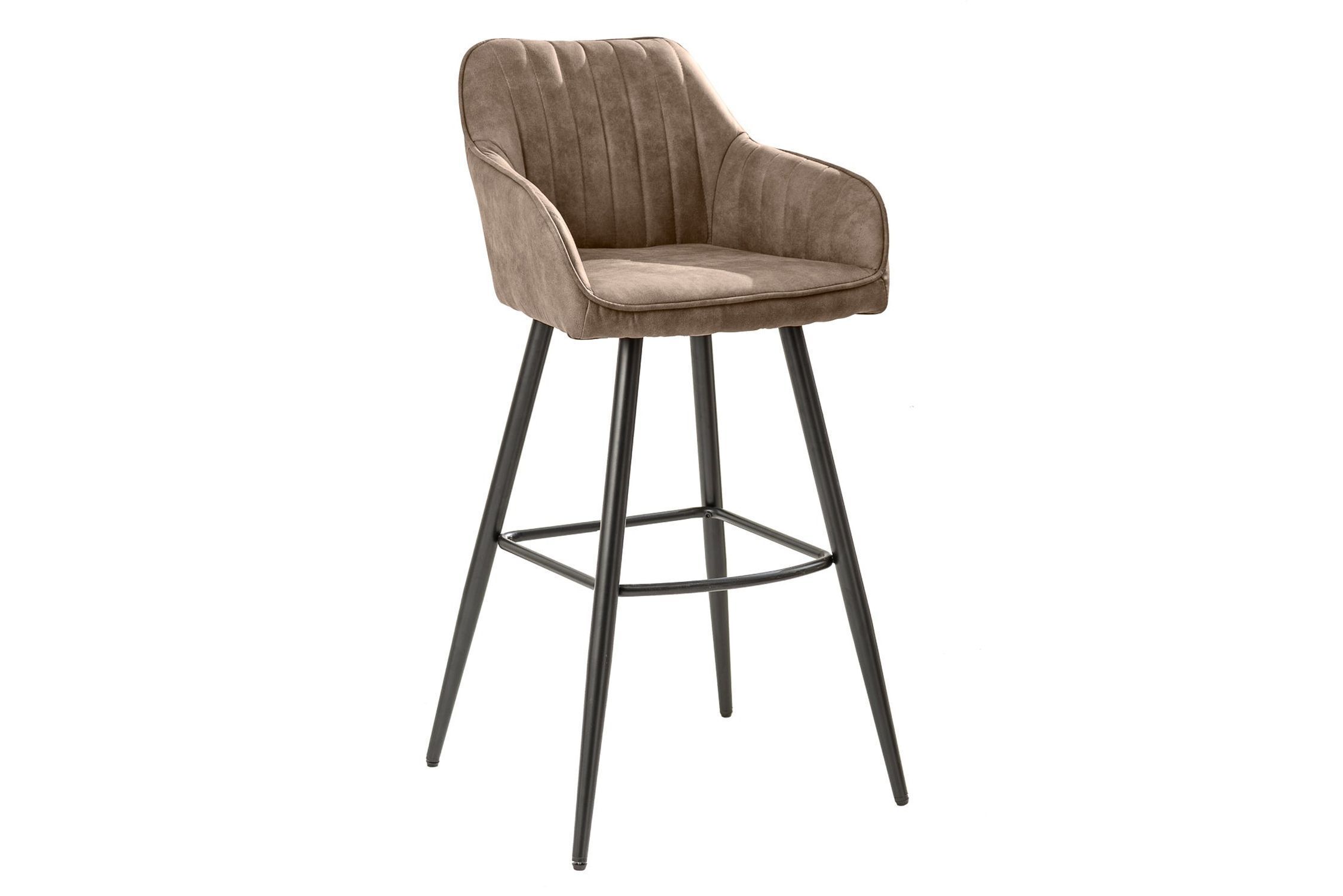 Tabouret de bar avec dossier Tissu Métal Taupe Noir Moderne
