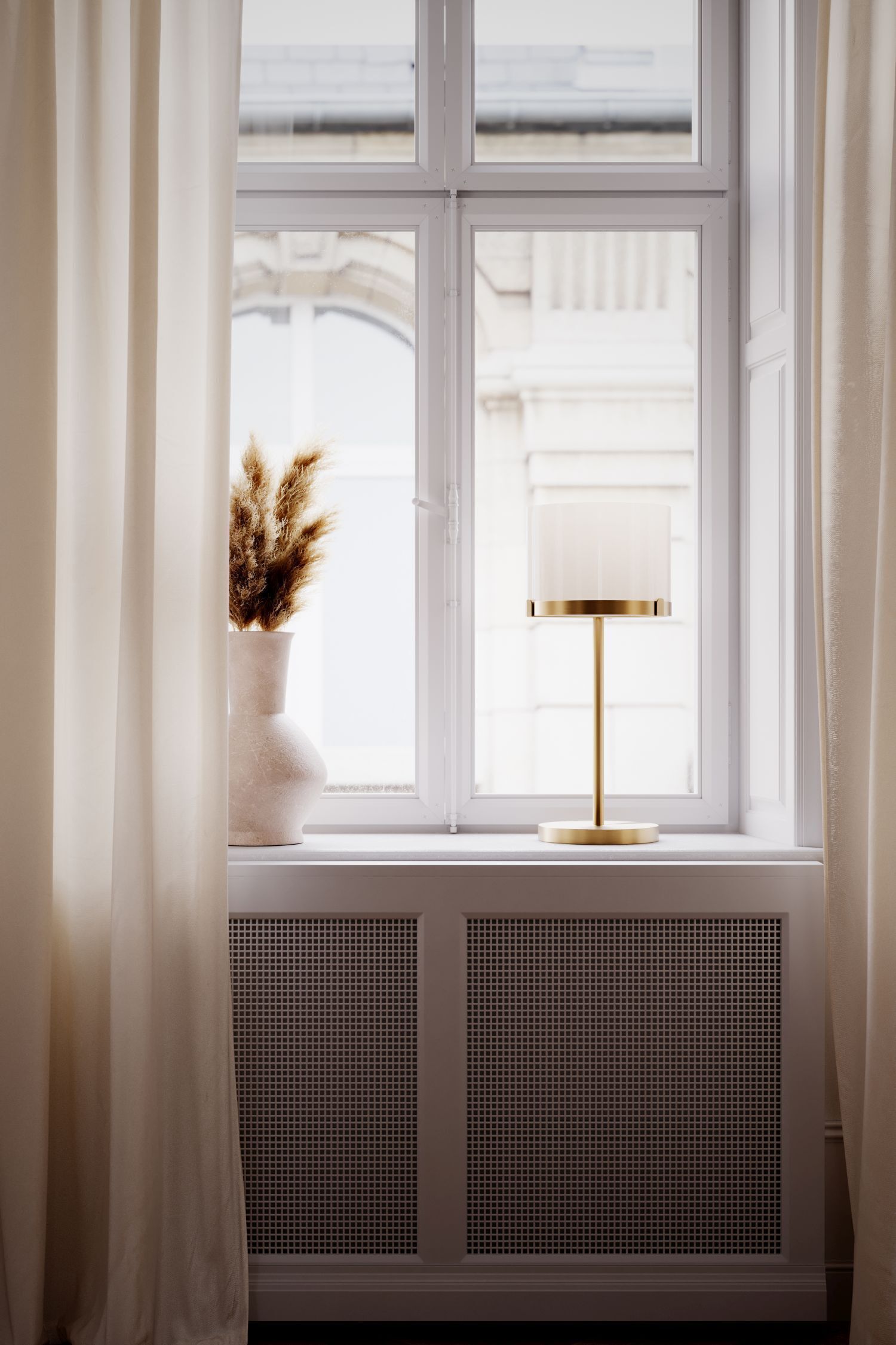 Fenster, Fensterbank, Lampe