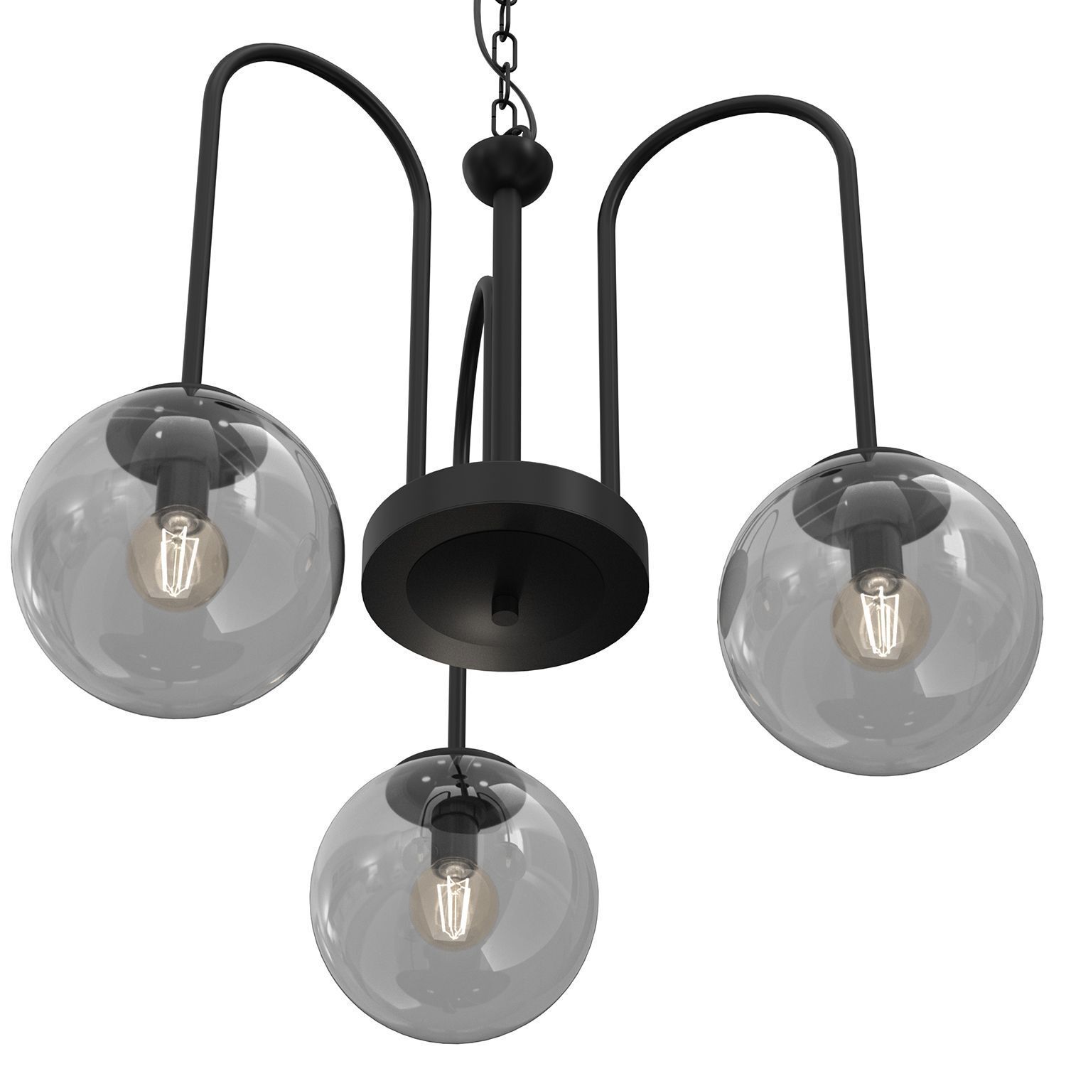 Suspension ronde en laiton noir gris fumé Ø51 cm