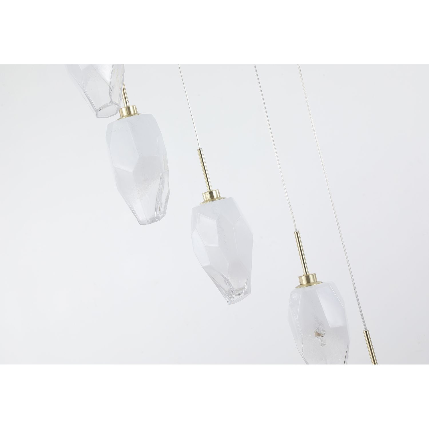 Lampe à suspendre ronde verre métal 8 flammes en laiton blanc