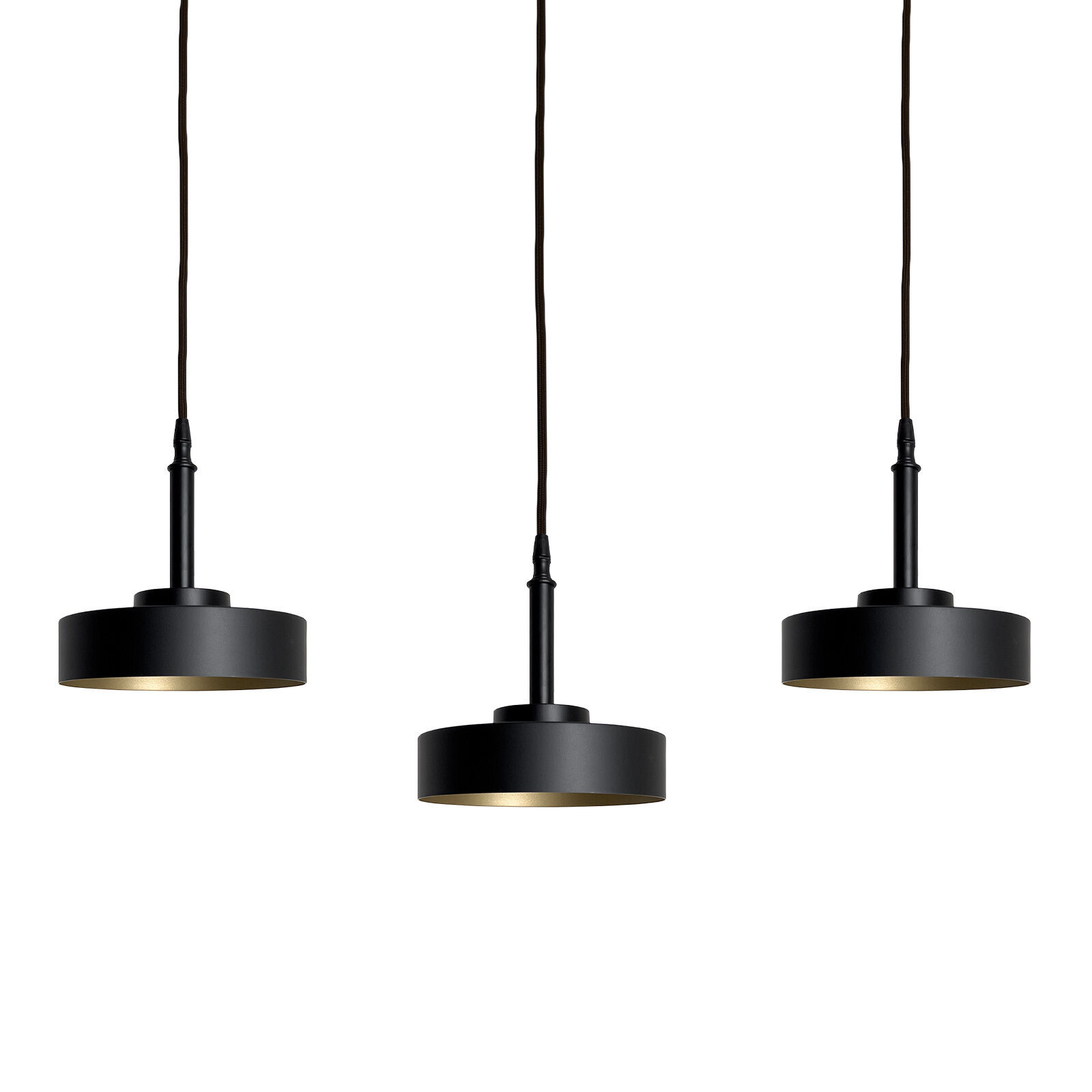 Suspension grande L : 150 cm laiton fer en noir or E27