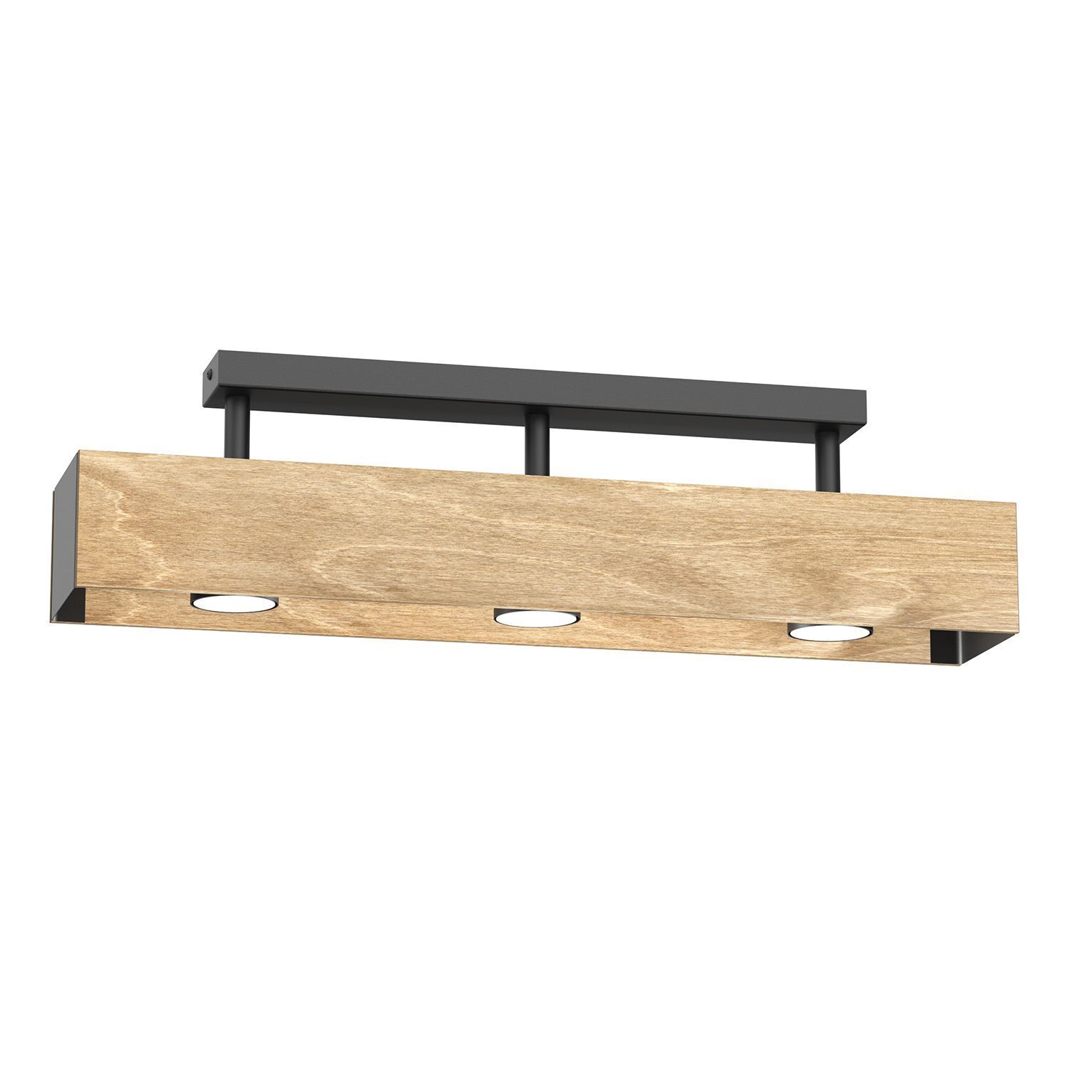 Deckenlampe Holz Metall Schwarz L:57 cm GU10 gemütlich