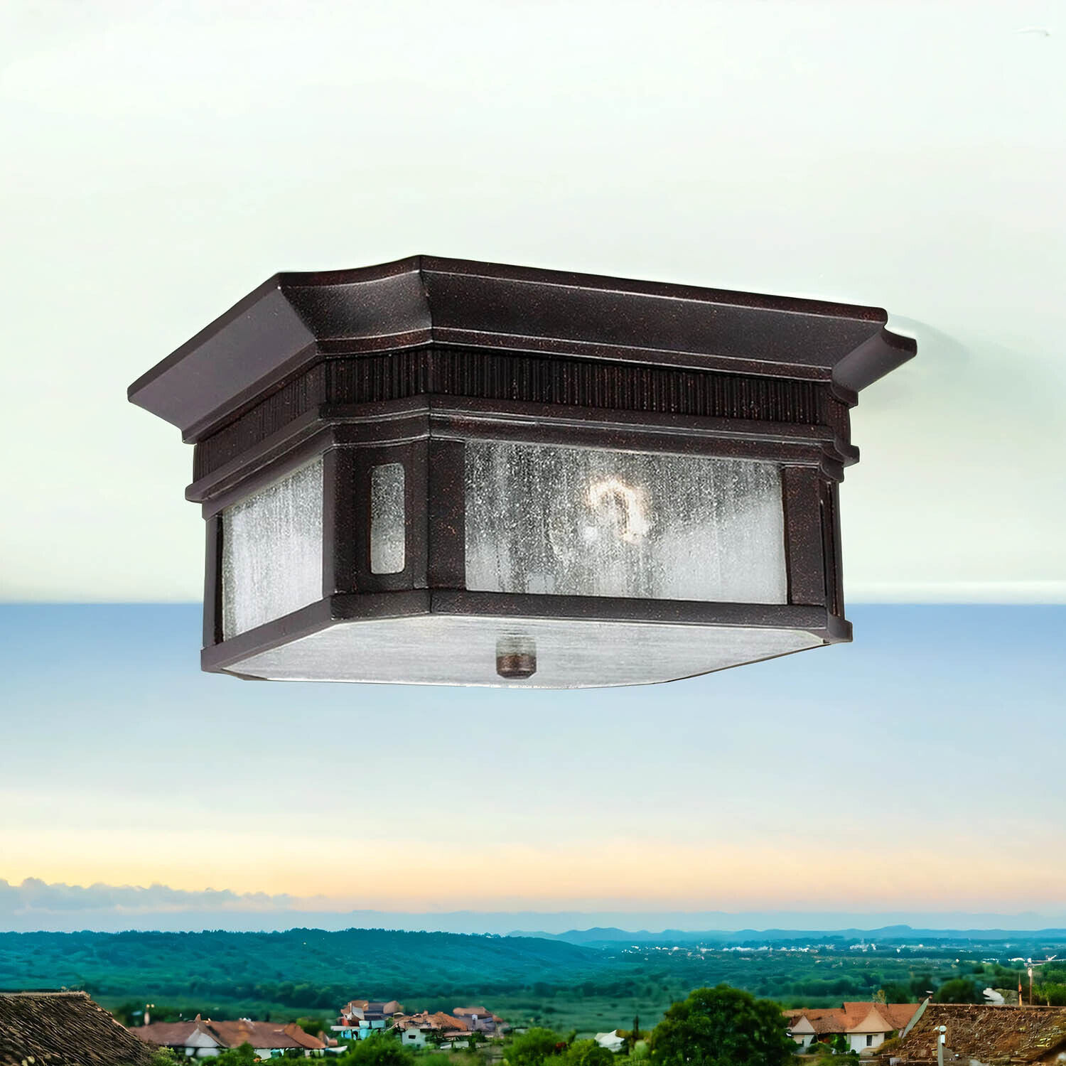 Deckenleuchte Außen in Bronze 2x E27 Regenglas Deckenleuchte, Postfach