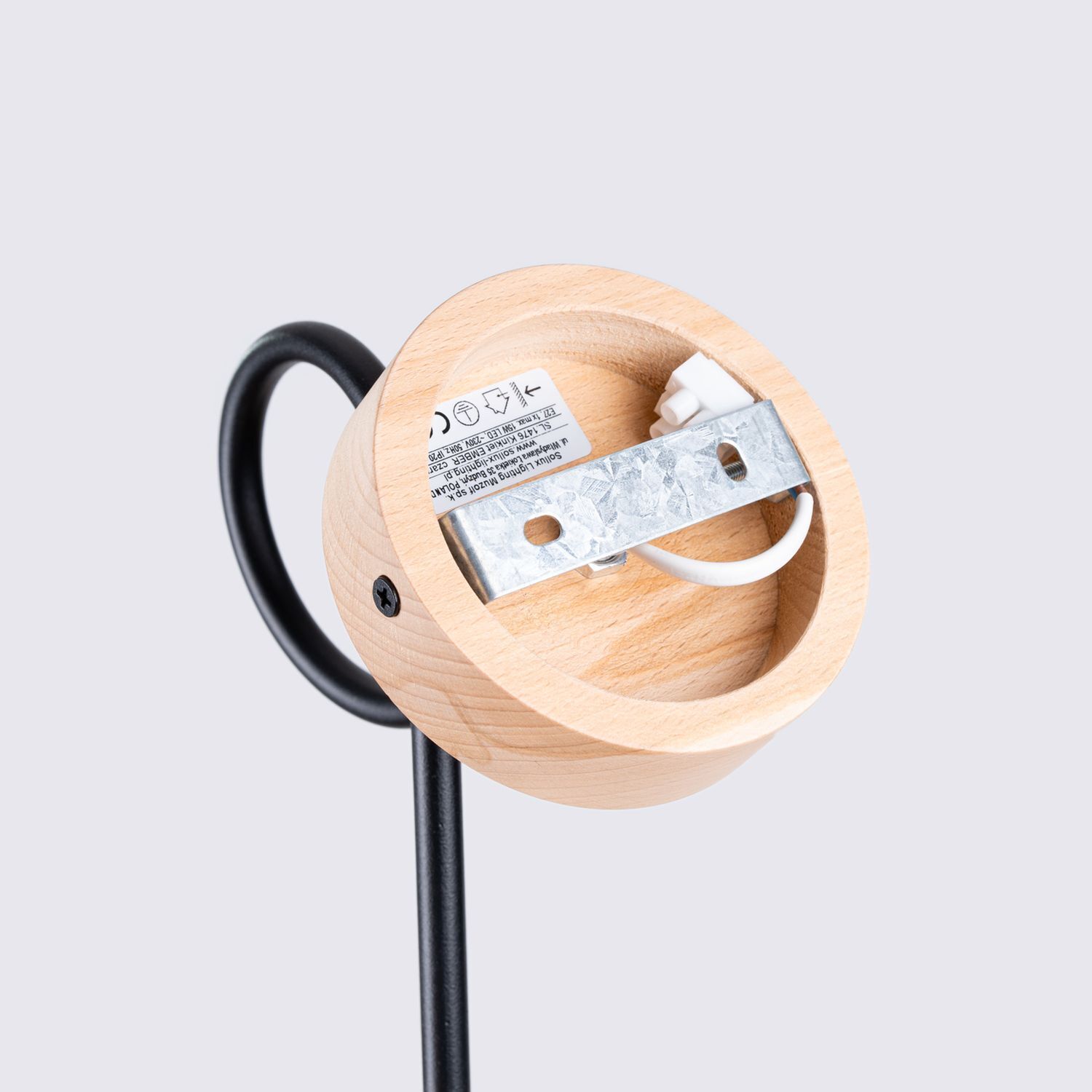 Holzpendel, Holzfassung, Lichtfassung, Wandlampe, Elektrische Schraube