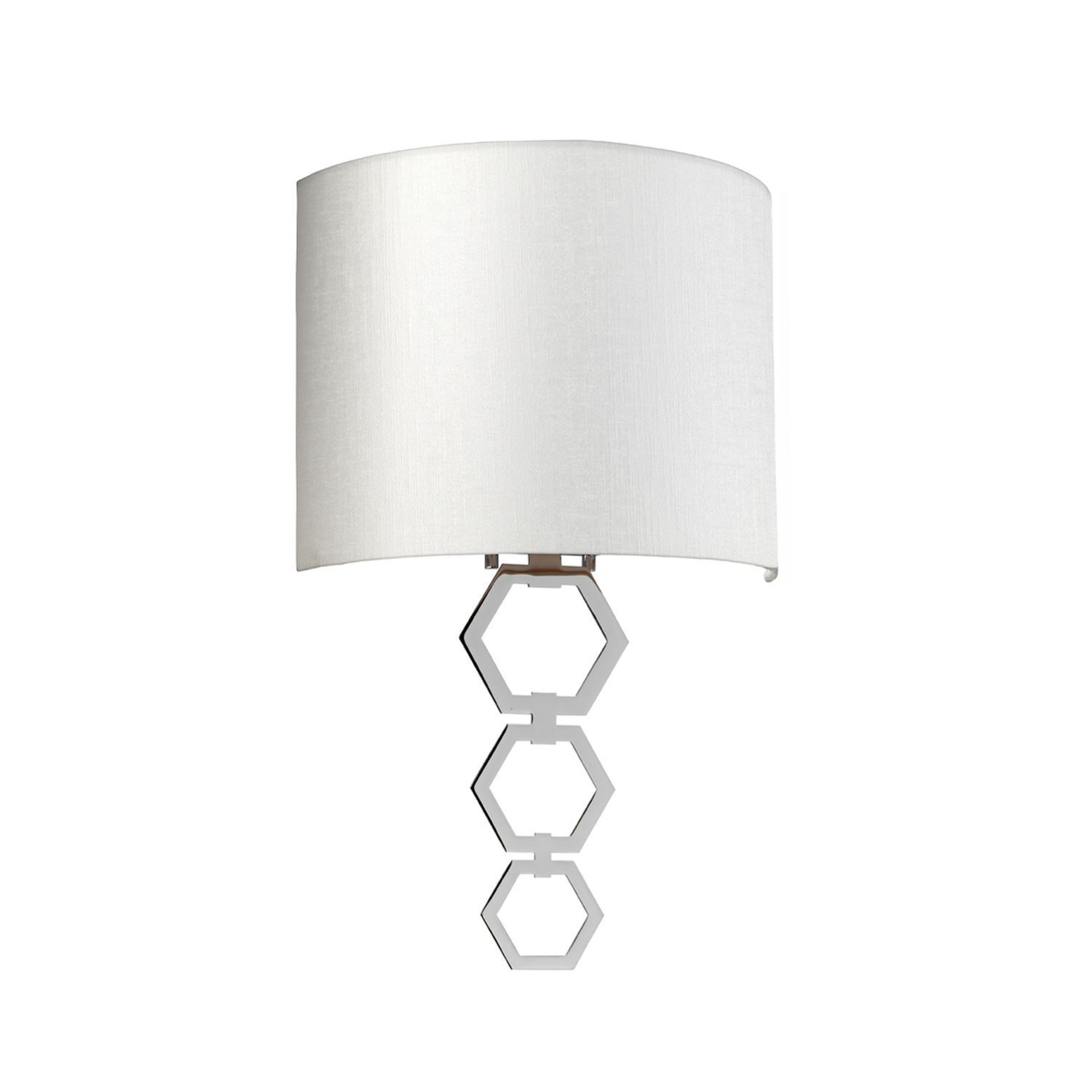 Wandleuchte Stoff Metall in Creme Chrom Modern TADES Lampe, Lampenschirm