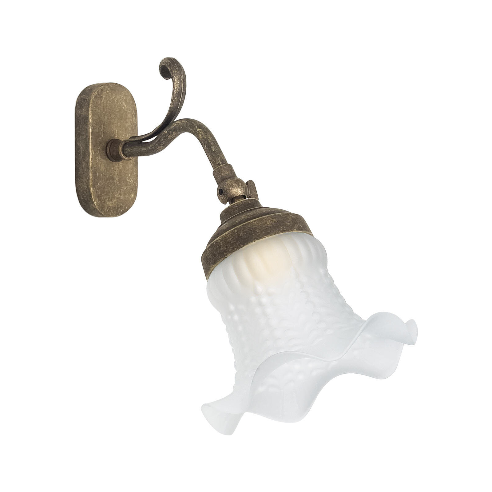 Wandlampe verstellbar E14 in Bronze Antik Weiß Messing Glas Drinnen, Zimmer, Duscharmatur, Bronze, Leuchte