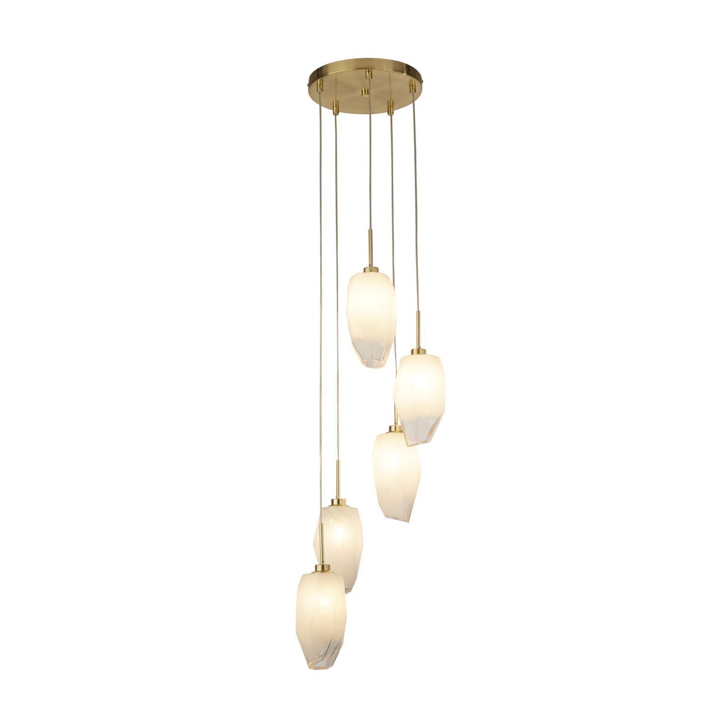 Suspension ronde verre métal Ø32 cm en laiton blanc