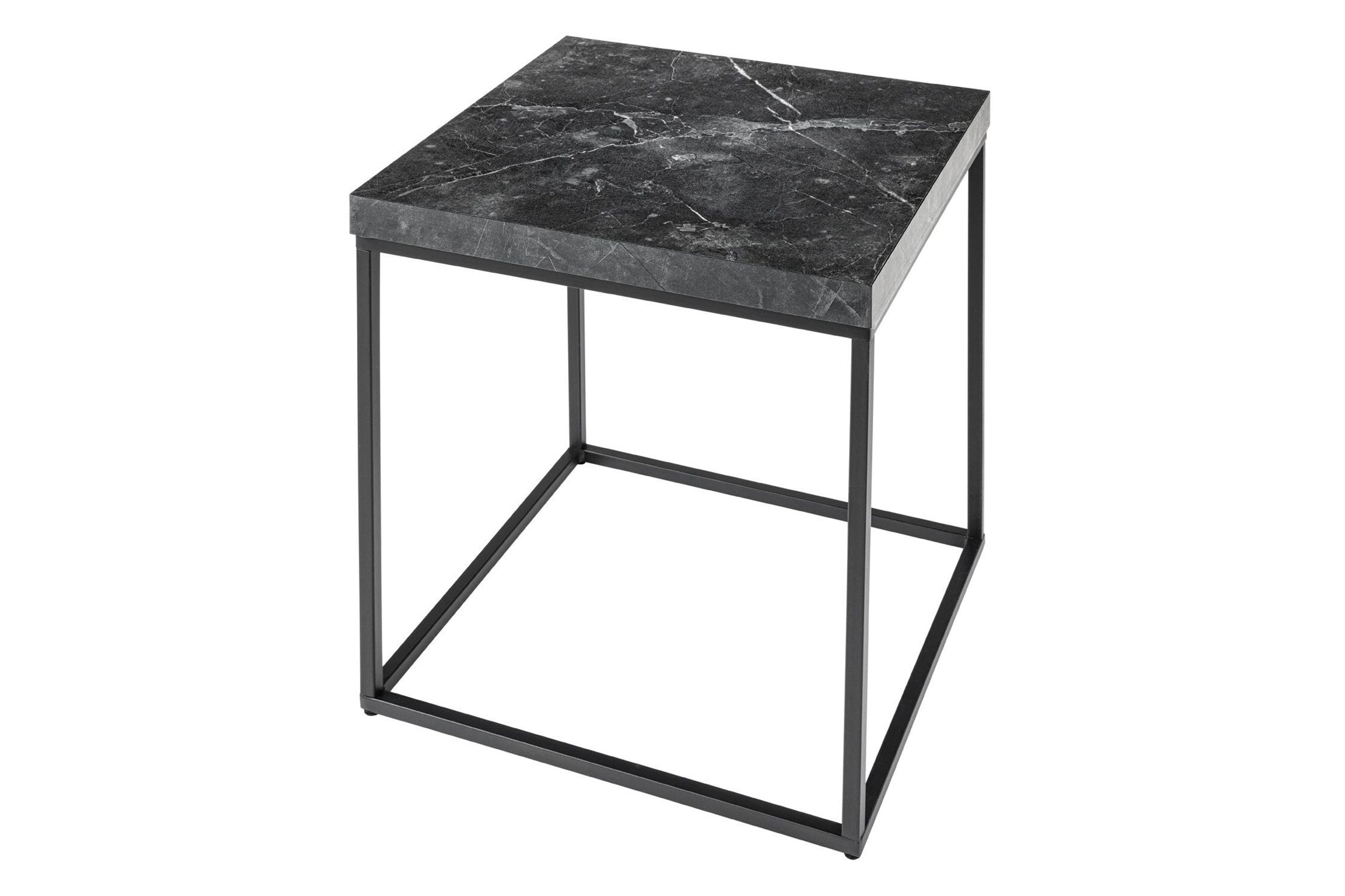 Table d'appoint carrée noire 40 x 40 cm aspect marbre
