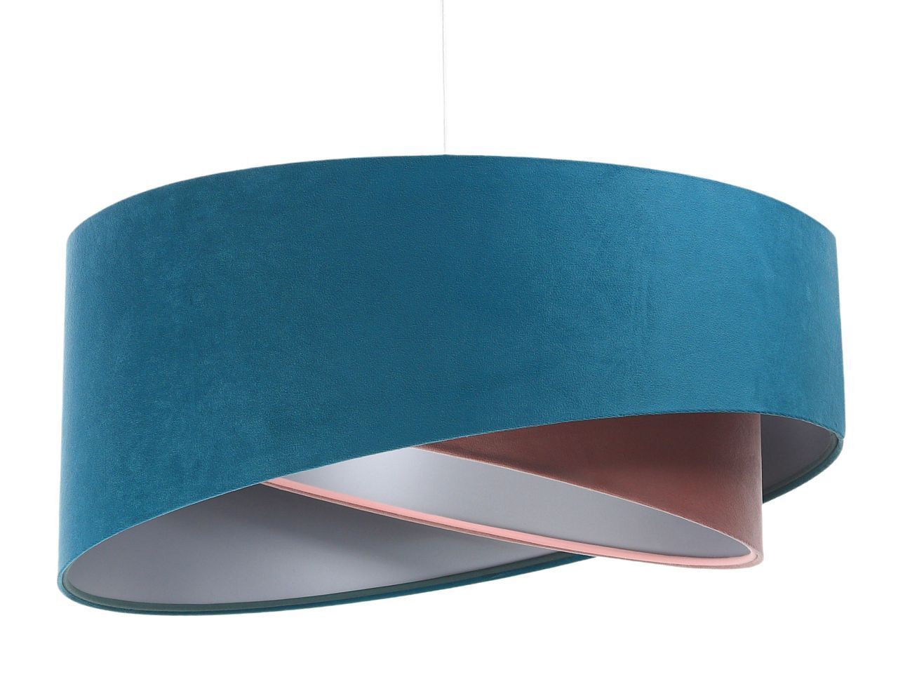 Hängelampe rund Ø 50 cm E27 Türkis Rosa Silber Stoffschirm Lampe