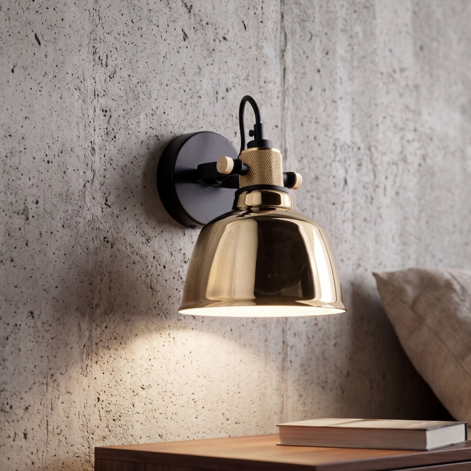 Wandlampe, Bronzefarben, Wandleuchte, Metall, Lampenschirm?