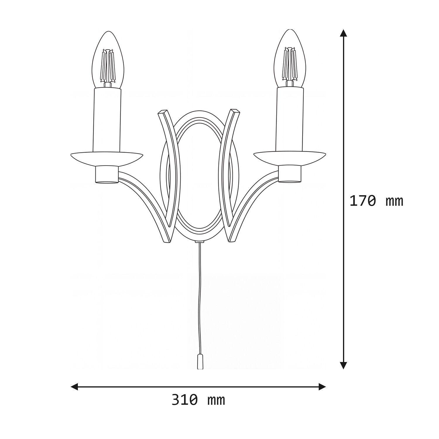 Wandlampe, Kristall, Zwei Arme, Kronenform, E27 Wandlampe