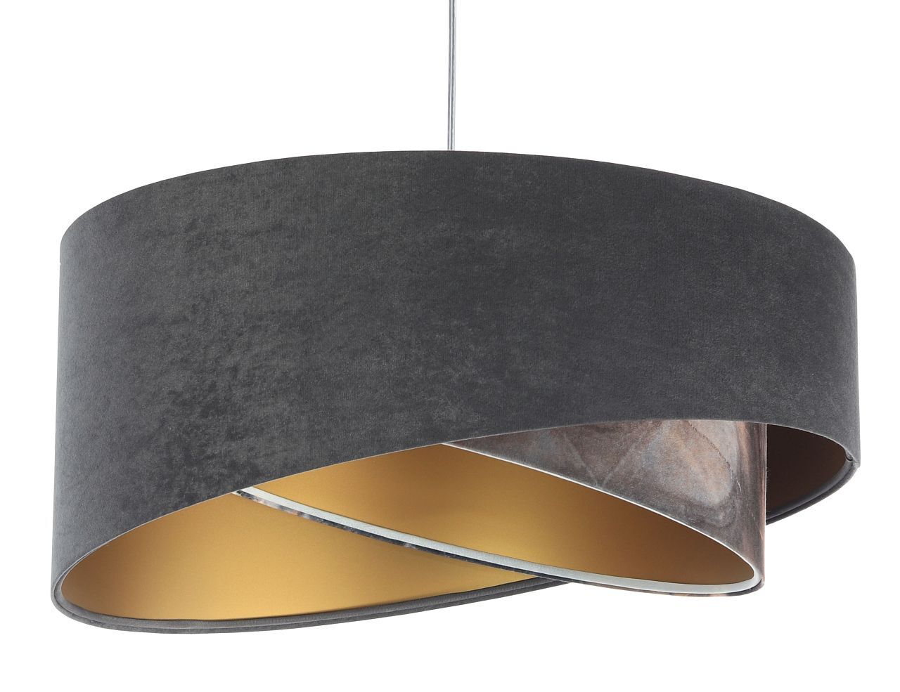 Hängelampe Grau Gold E27 Stoffschirm Ø 50 cm Modern KARIM