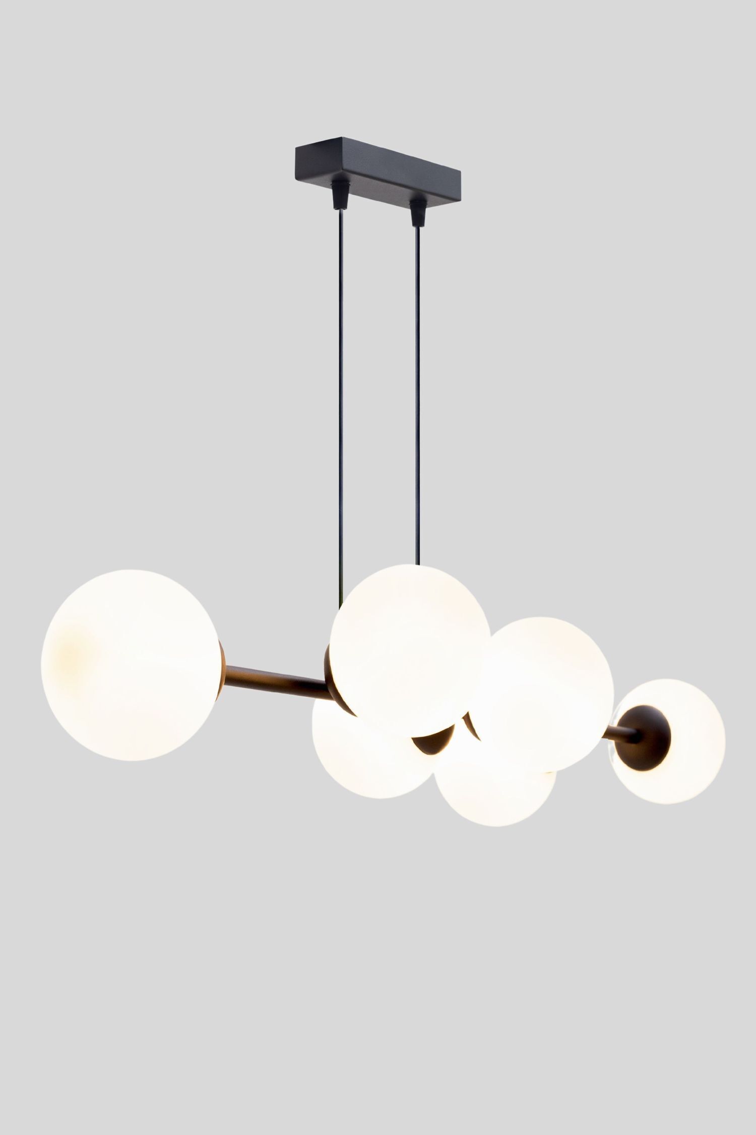 Hängelampe blendarm Glas Metall 100 cm lang E27 Schwarz deckenleuchte, pendelleuchte, glasglobes, ballleuchten, moderne beleuchtung