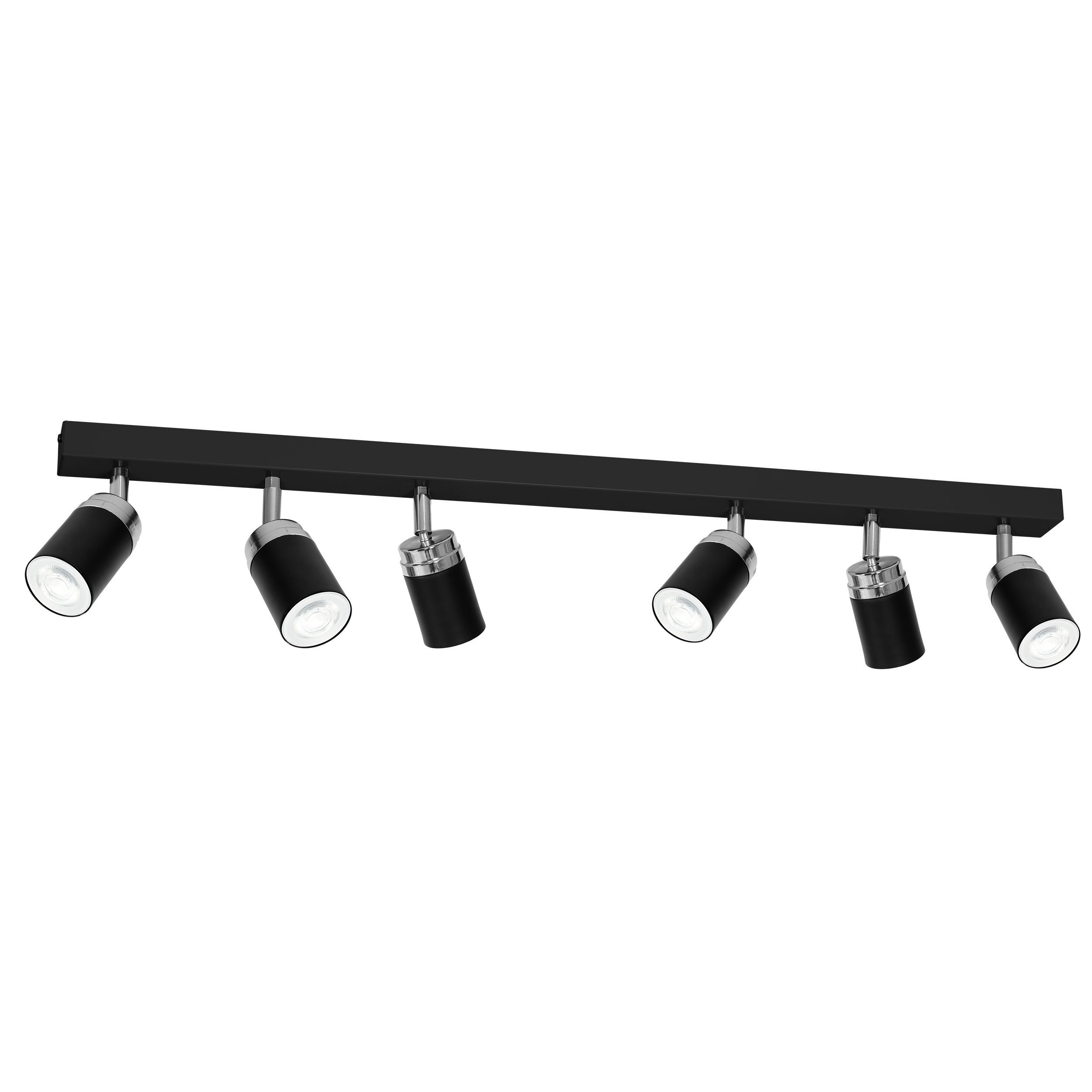 Spot noir chrome GU10 métal orientable 90 cm de long