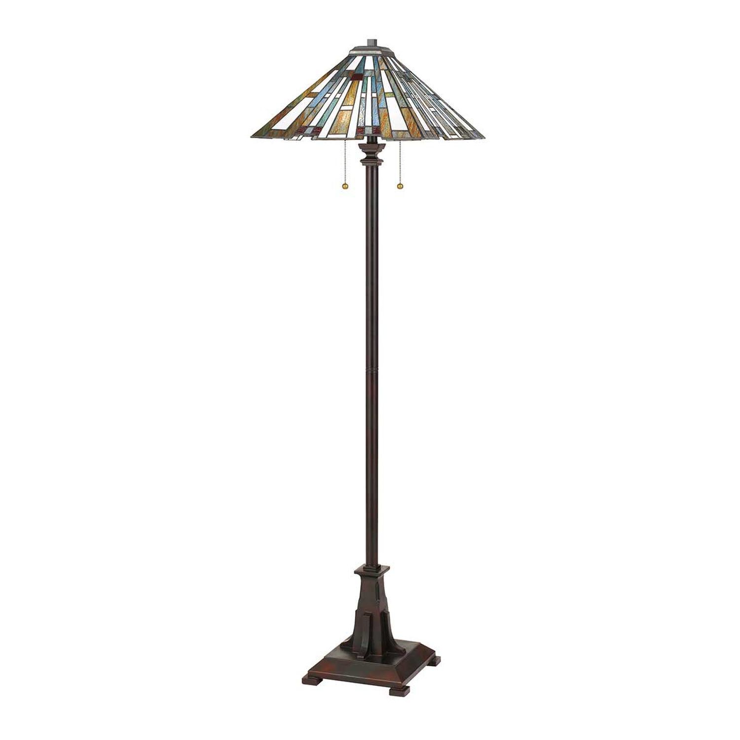 Stehlampe Tiffany Stil 157,8 cm hoch Zugschalter 2x E27
