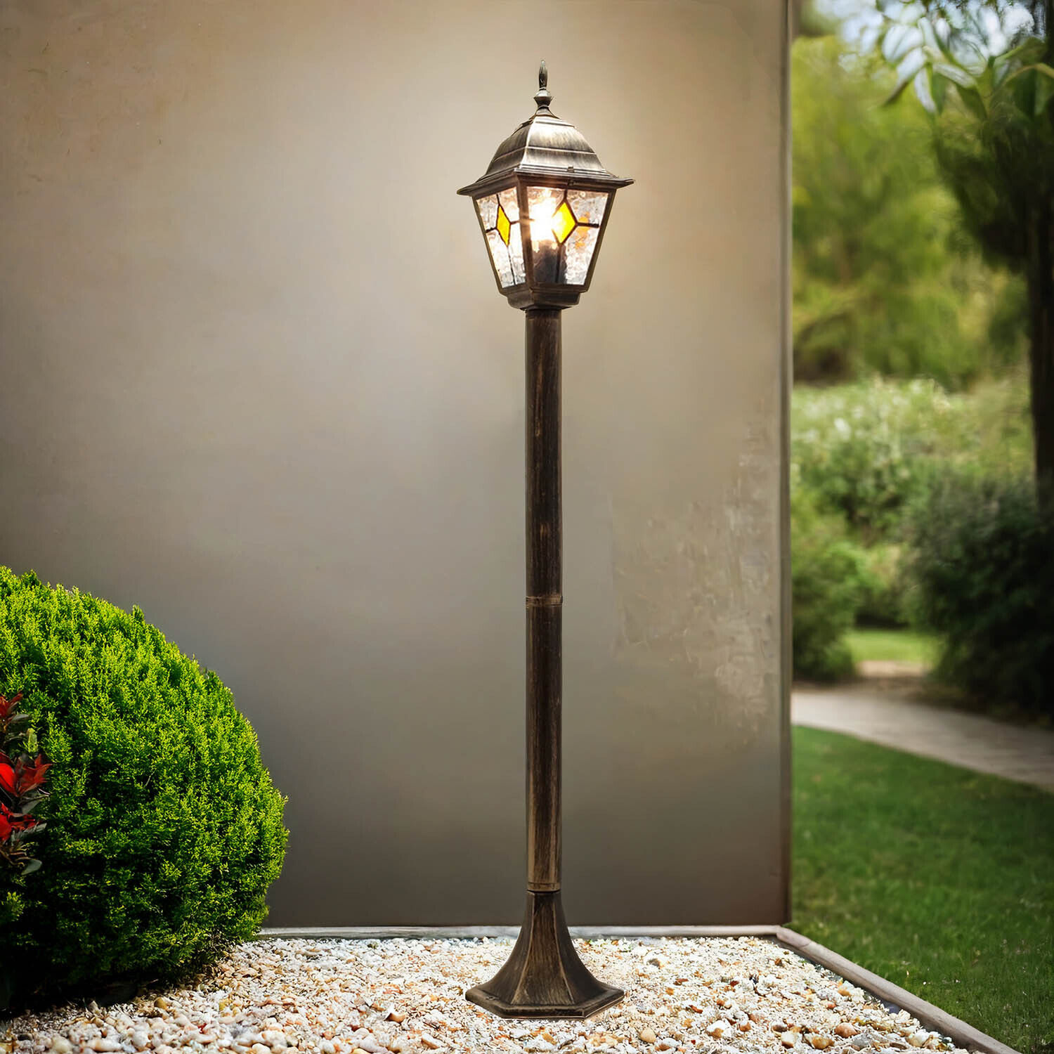 Außen Stehlampe Kupfer Antik Tiffany Stil SALZBURG