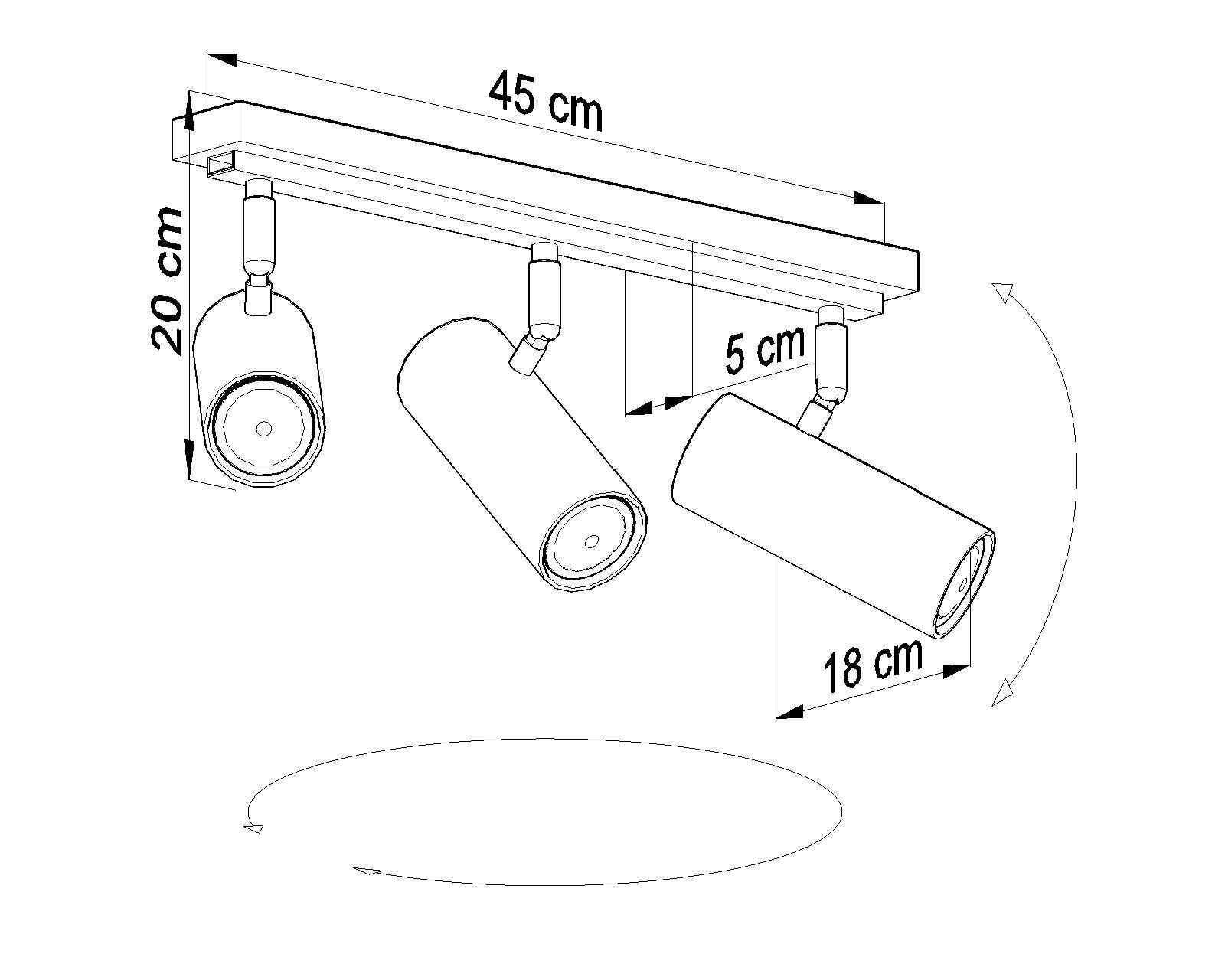 Projecteur de plafond noir 3 flammes GU10 métal Spot Lampe