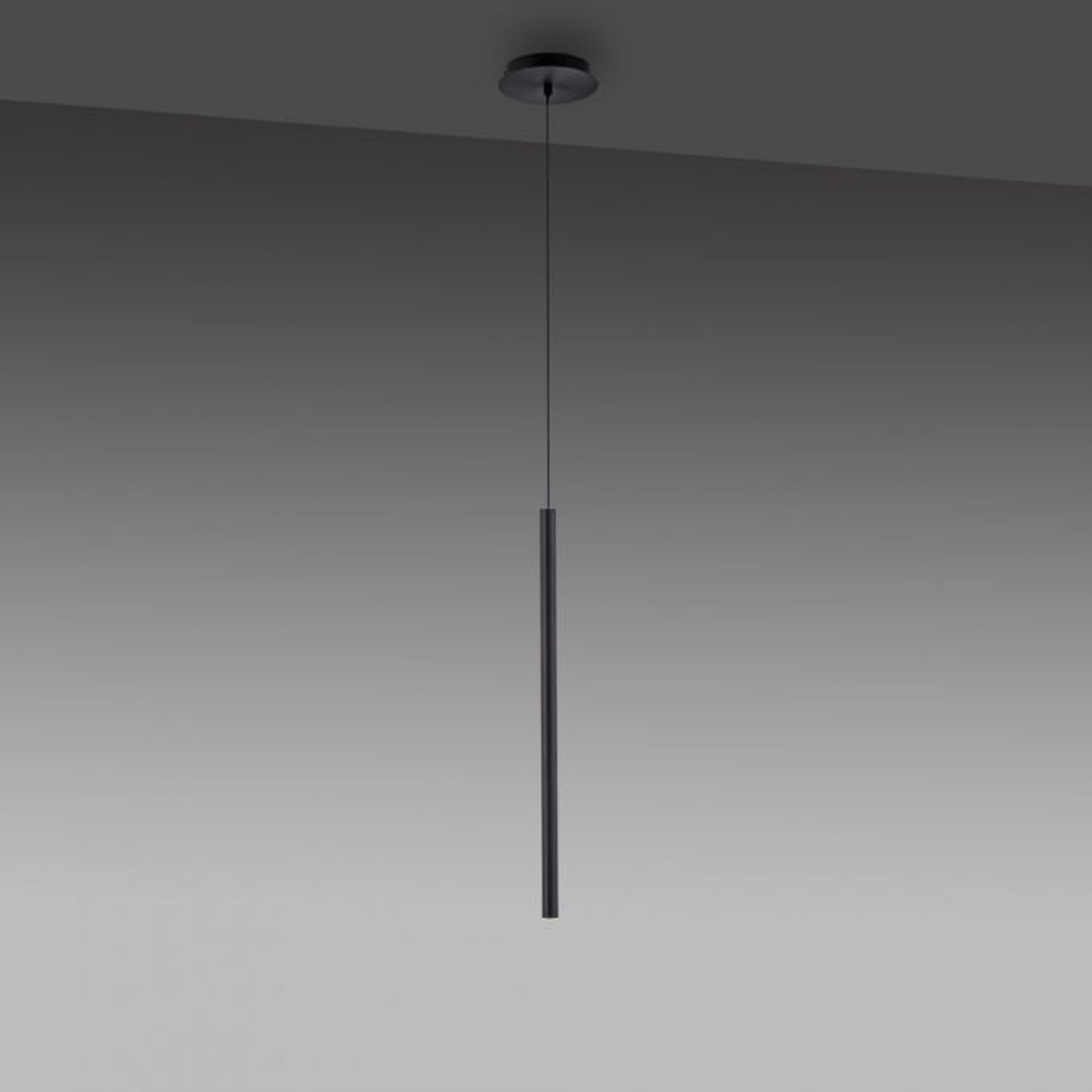 LED Pendelleuchte Schwarz Metall Ø2,5 cm rund dimmbar