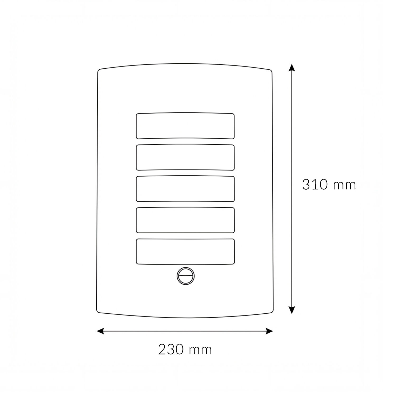 front, selector, vent, rectangles, dimensions