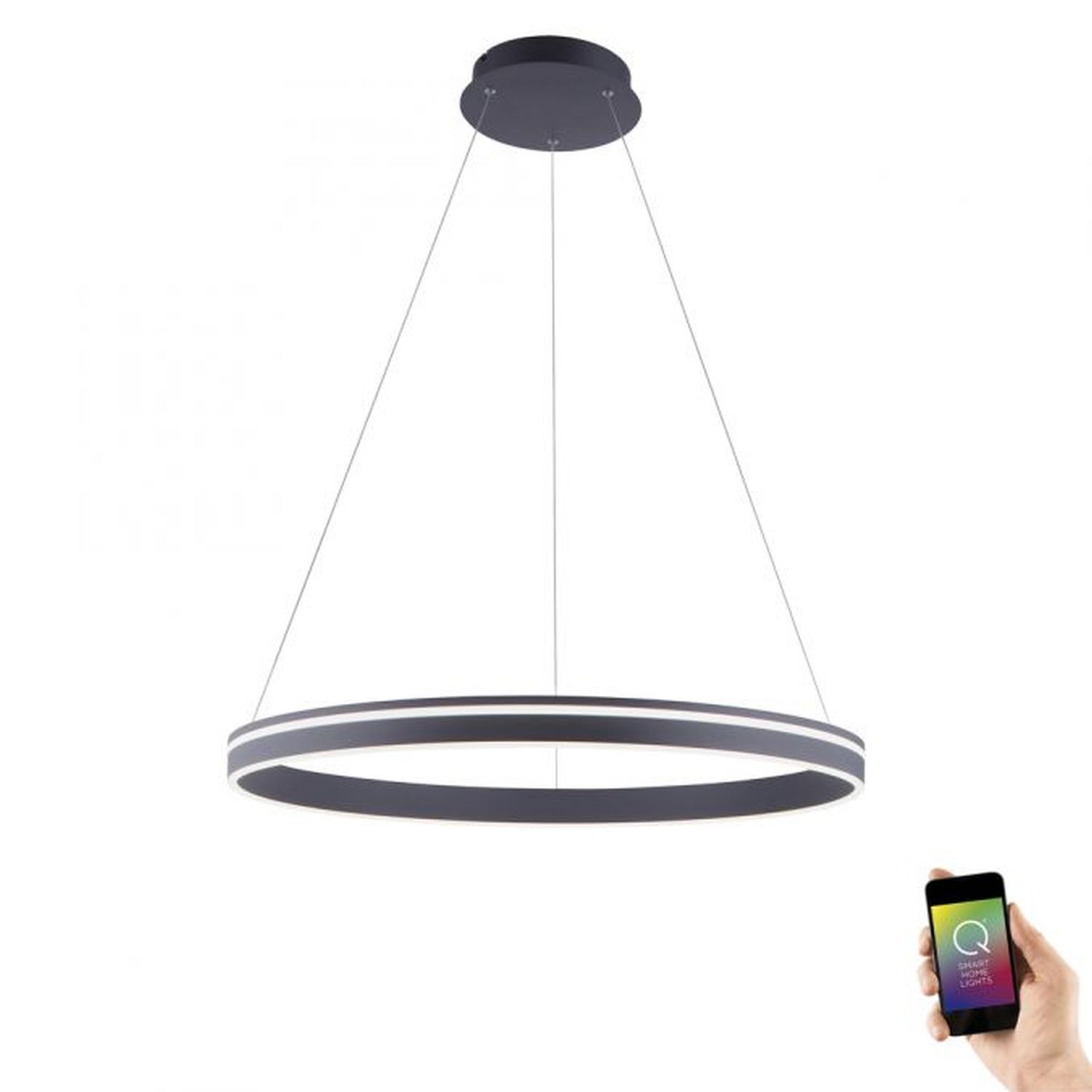 LED Hängelampe Ring Anthrazit Ø79 cm 7000 lm dimmbar Lampe, Kronleuchter