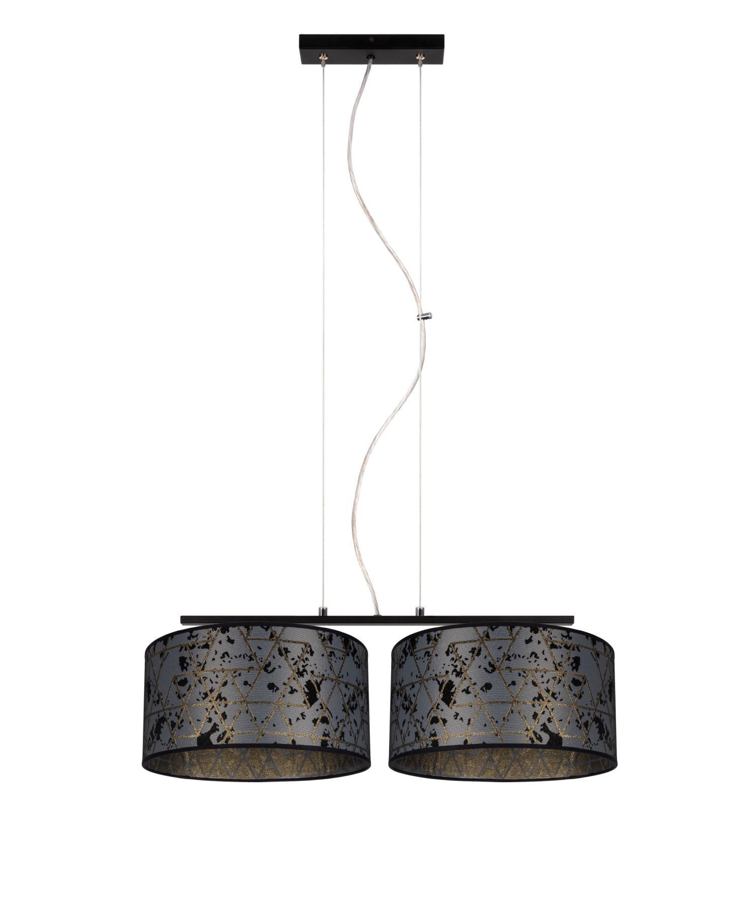 Tissu Lampe à suspendre pauvre en éblouissement Graphite Motif E27 70 cm de long