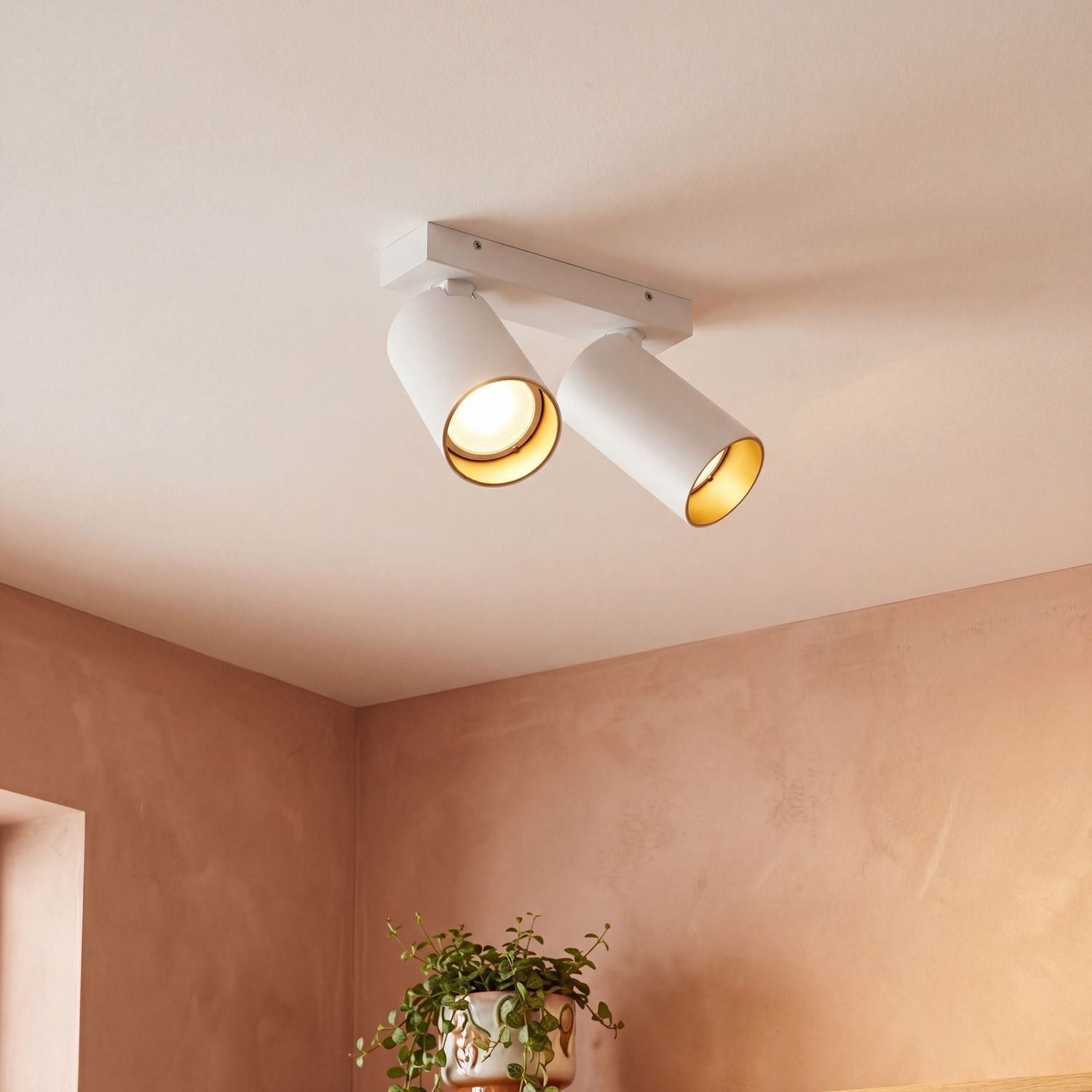 Petit spot de plafond blanc or L:17-31cm élégant