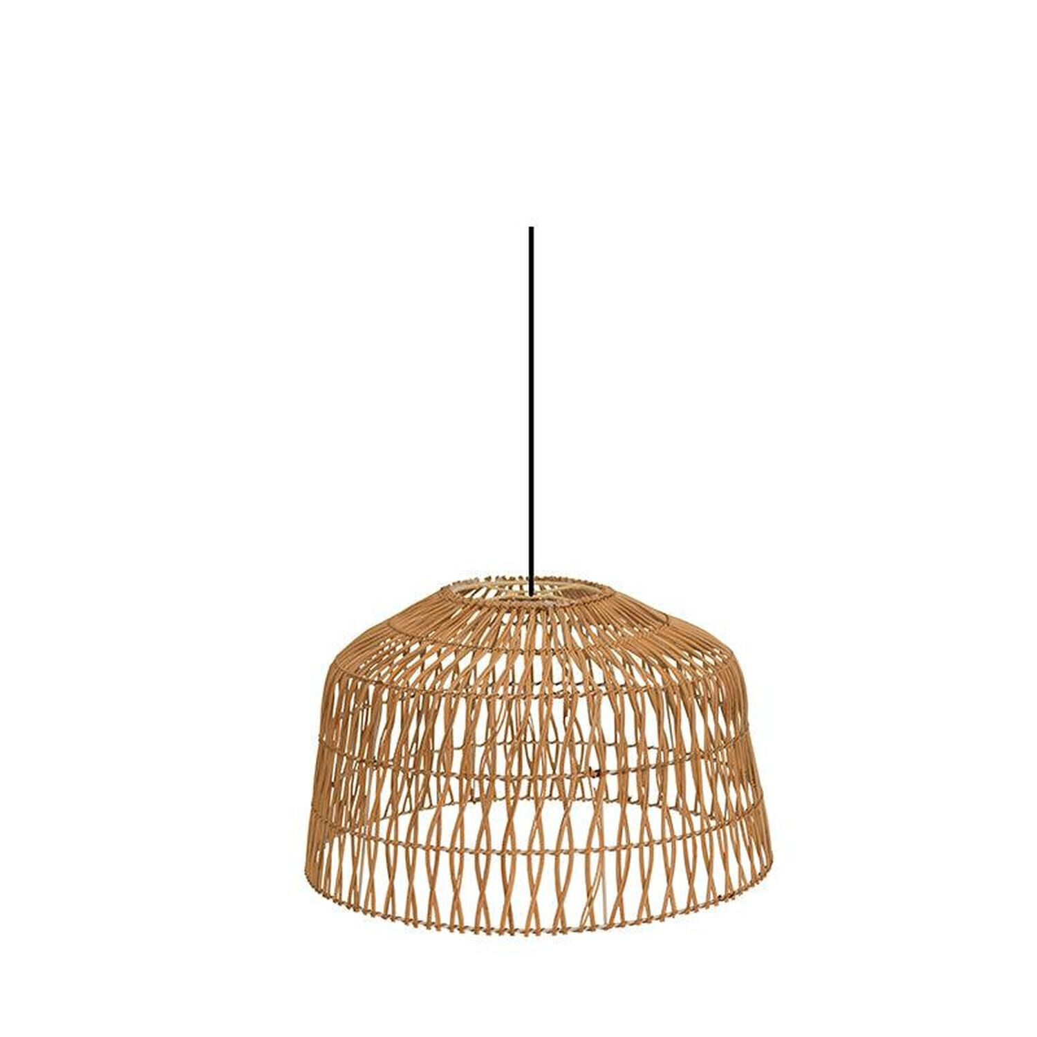 Pendelleuchte Rattan Ø 49 cm Natur Schwarz Boho E27 Lampe, Lampenschirm, Kronleuchter