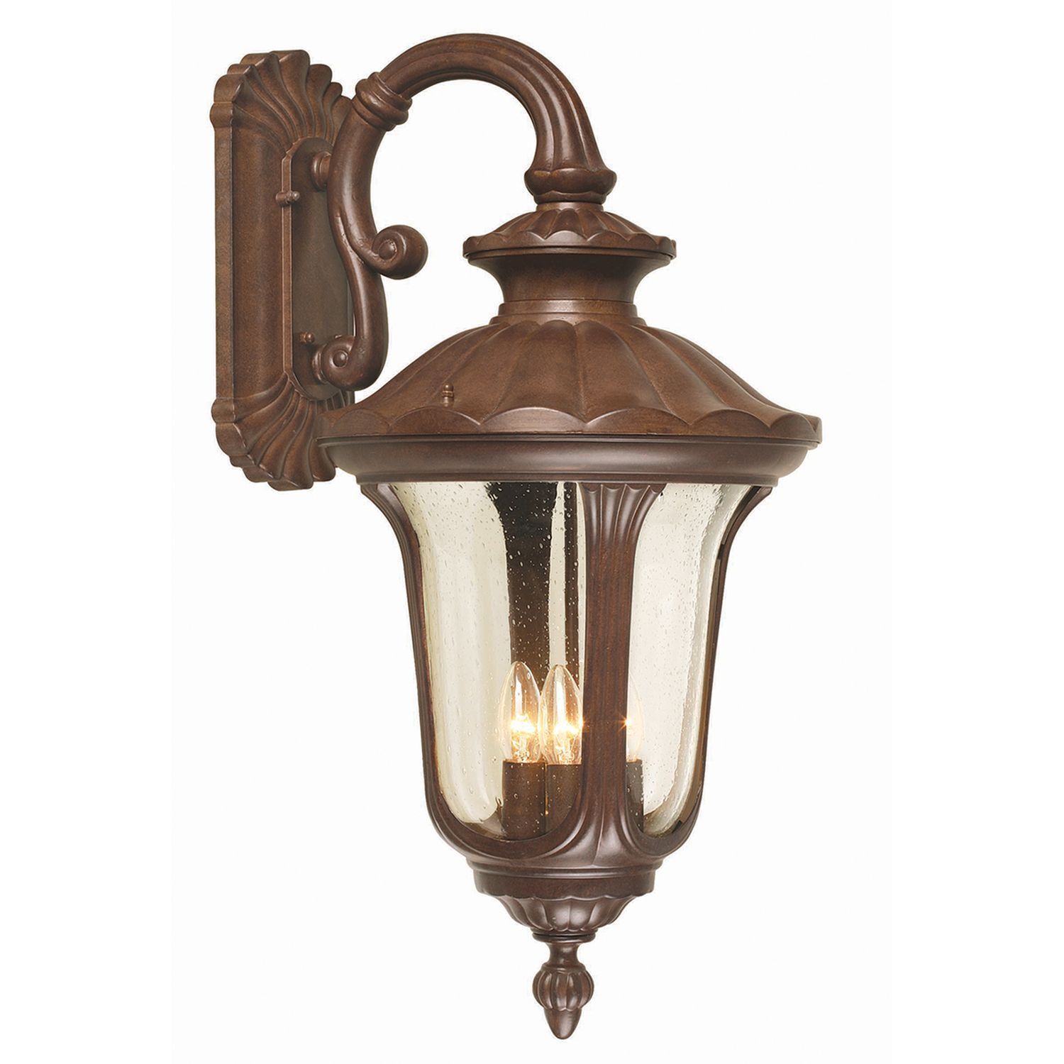 Grande lampe murale extérieure H:70cm en bronze rustique