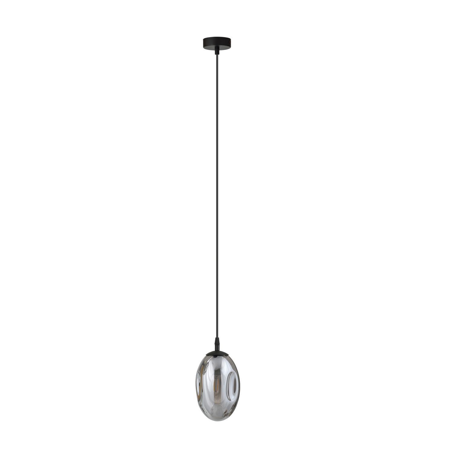 Lampe à suspendre verre fumé Abat-jour Ø 12 cm Noir Gris