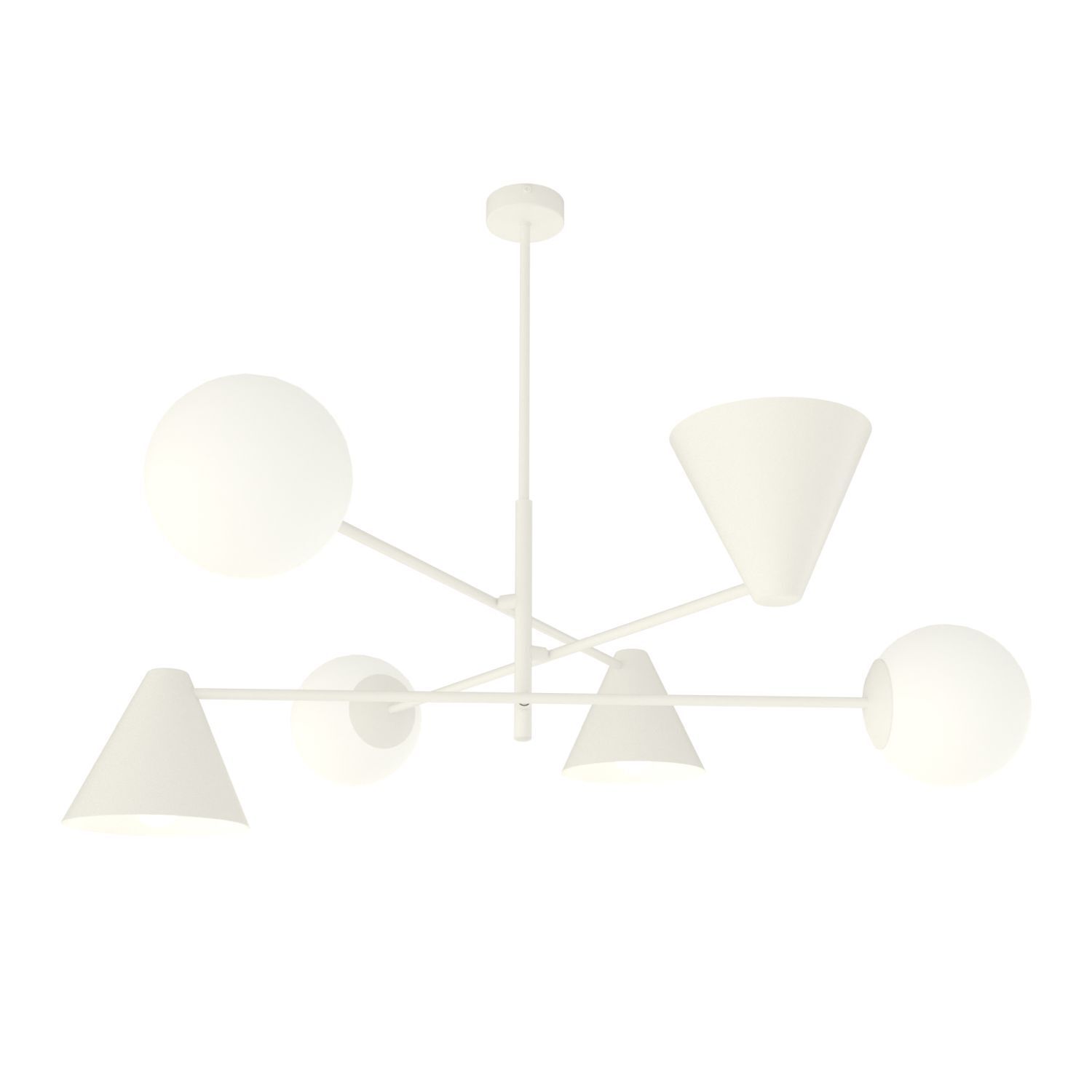 Lampe de plafond verre métal E14 L:86 cm blanc 6-flmg Moderne