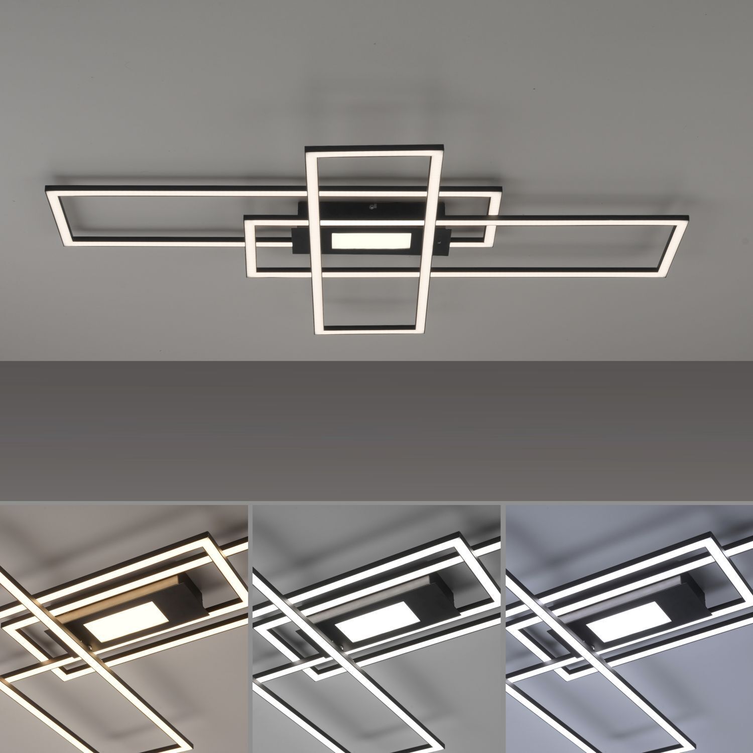 LED Deckenlampe dimmbar Metall Schwarz L:99 cm 45 W Deckenleuchte