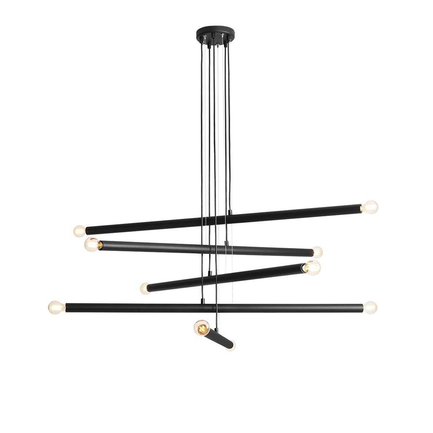 Pendelleuchte Metall Schwarz E14 10-flammig 100 cm lang