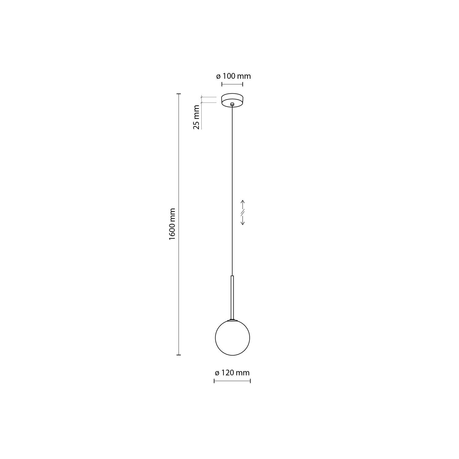 Lampe à suspendre Boule Ø 12 cm H : max. 160 cm Noir Blanc G9 Verre Diagramm, Handlung