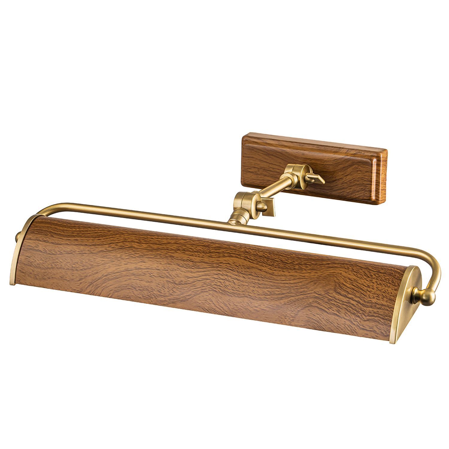 Lampe à tableau métal en chêne laiton antique L : 44,5 cm Vintage