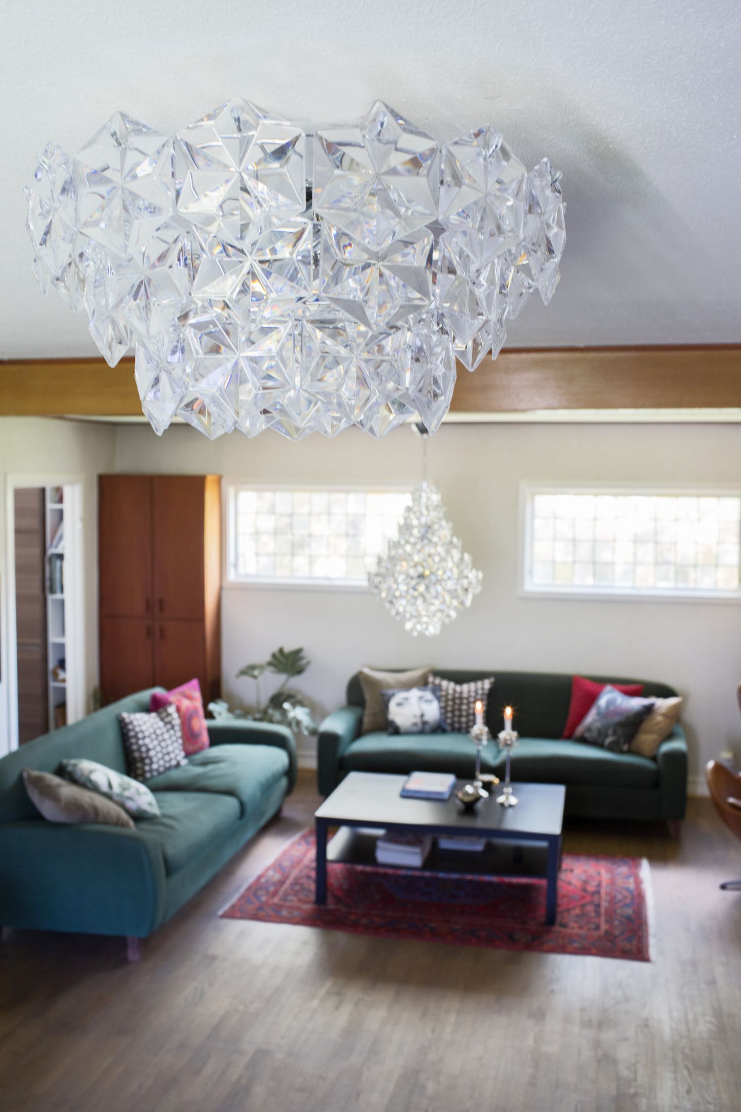 de, Wohnzimmer, Kronleuchter, Kristall, Sofa