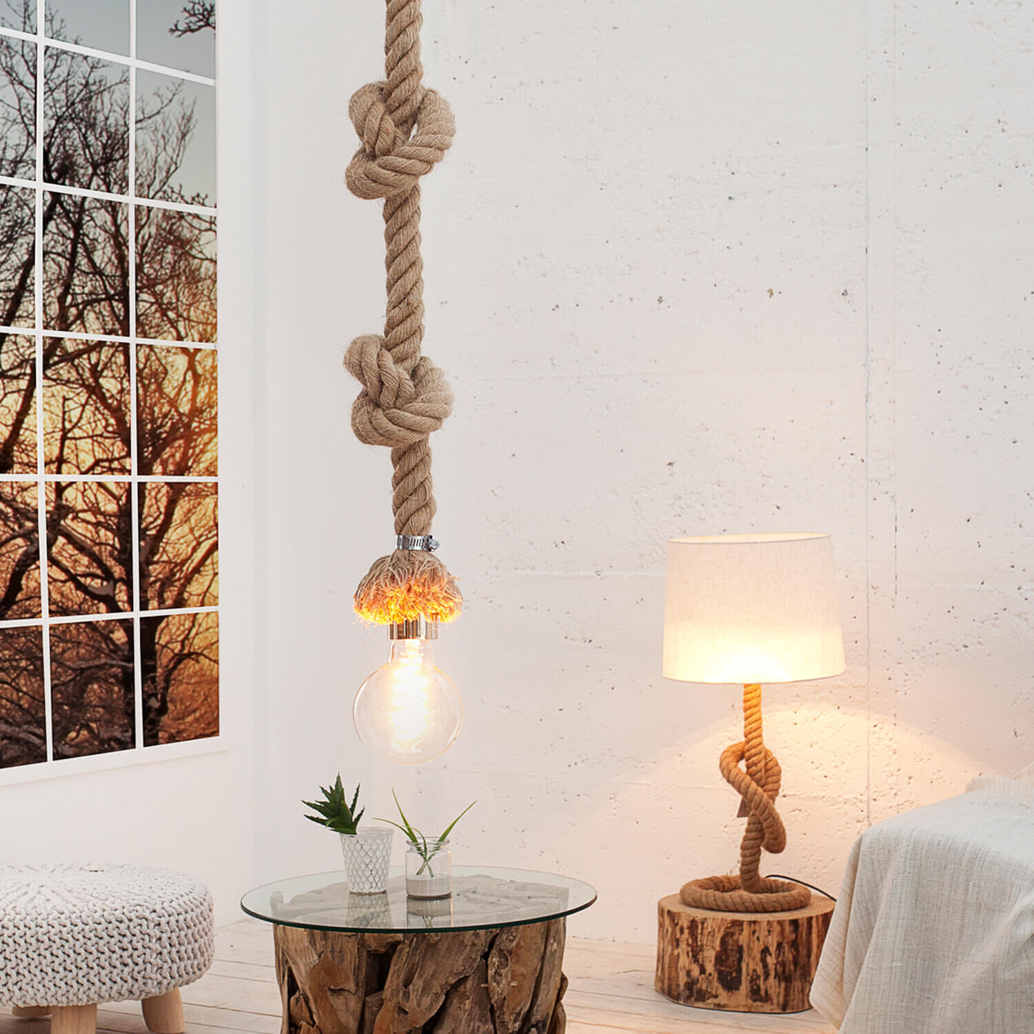 Maritime Pendelleuchte Modern kunstvoll Design Lampe, Pflanze, Baum