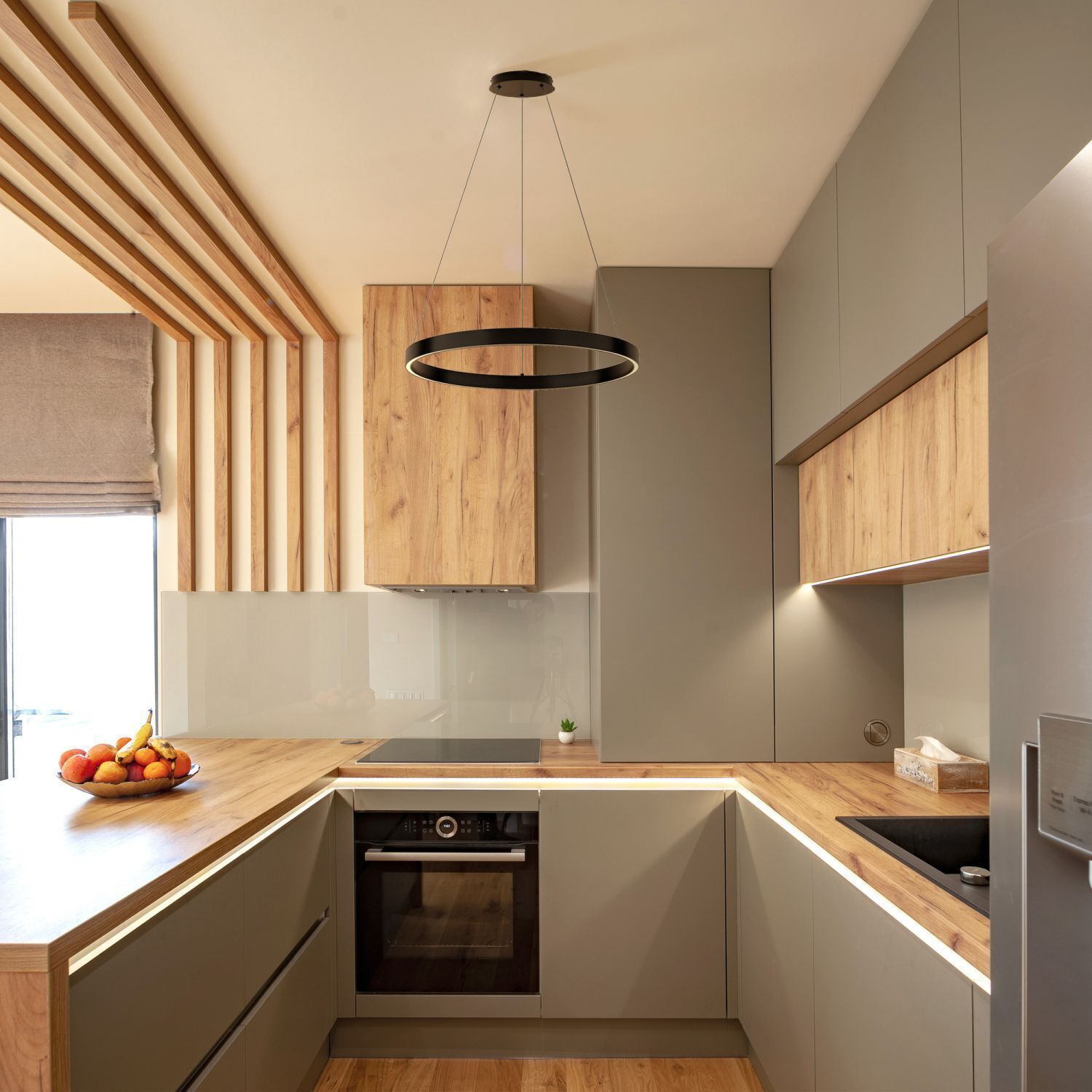 LED Kronleuchter Ring rund Ø 60 cm H: max. 120 cm Drinnen, Innenarchitektur, Küche, Mikrowelle, Ofen