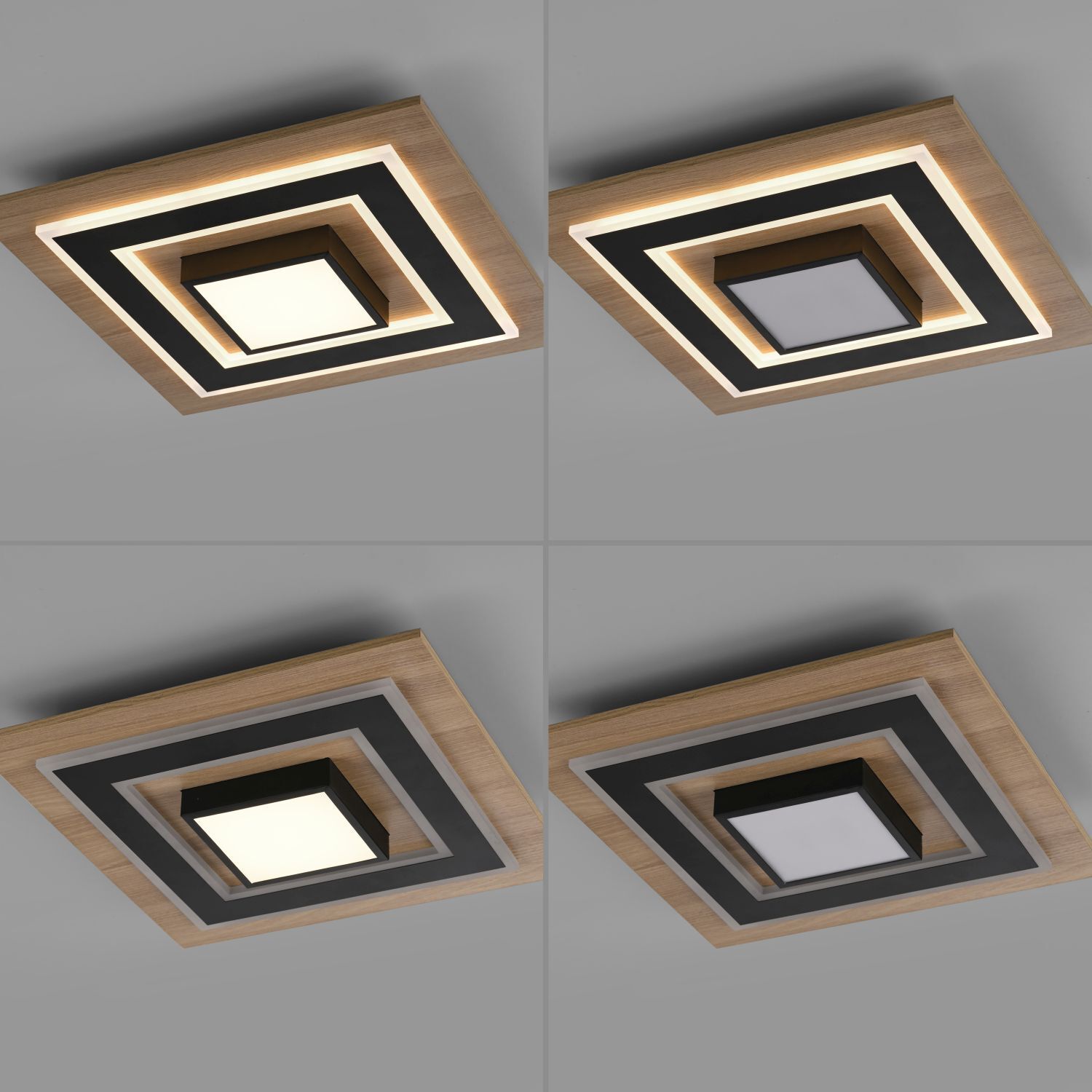 LED Deckenlampe Holz Metall 2150 lm wohnlich blendarm Deckenleuchte