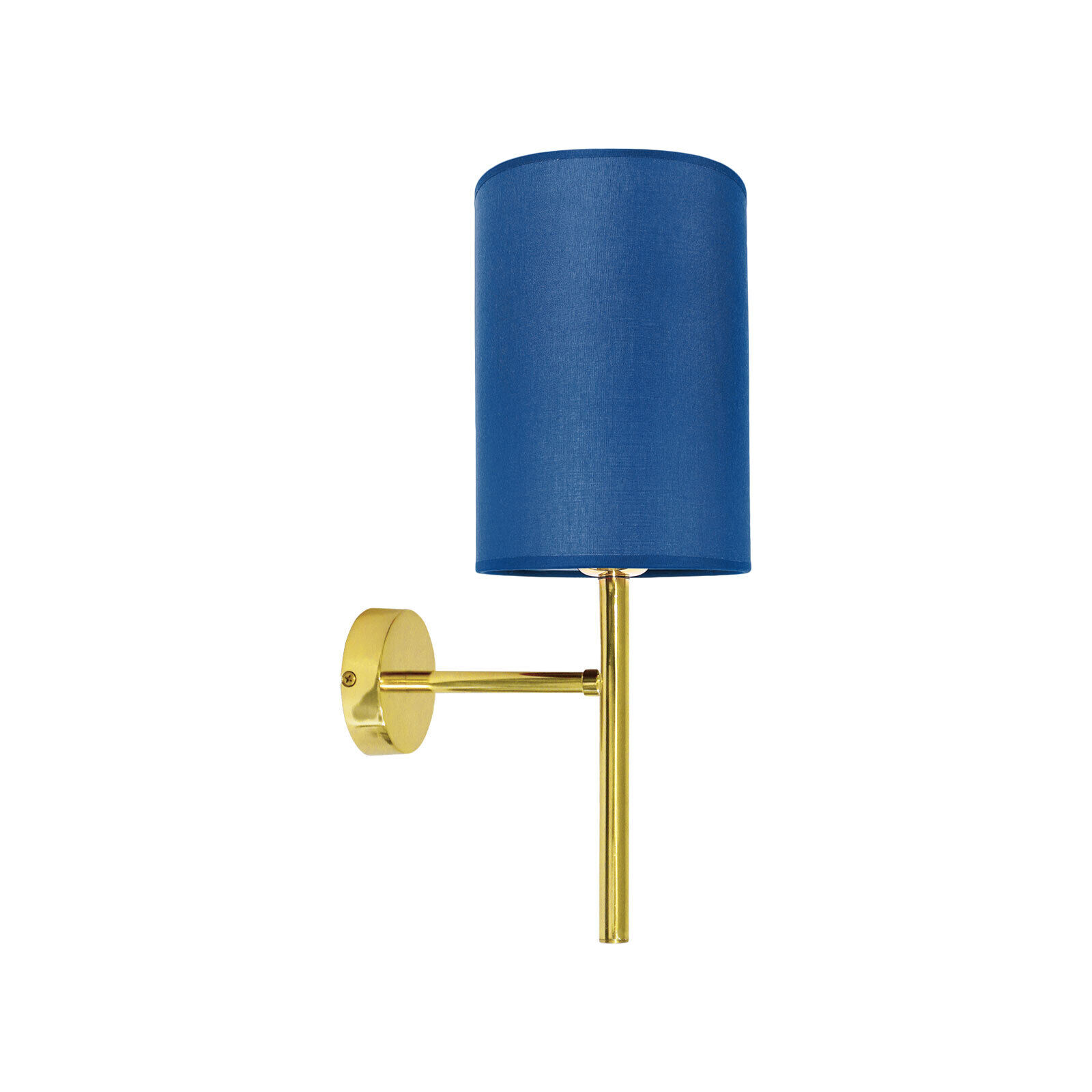 Wandleuchte E27 in Messing poliert Blau Stoff Klassisch Lampe, Lampenschirm, Tischlampe