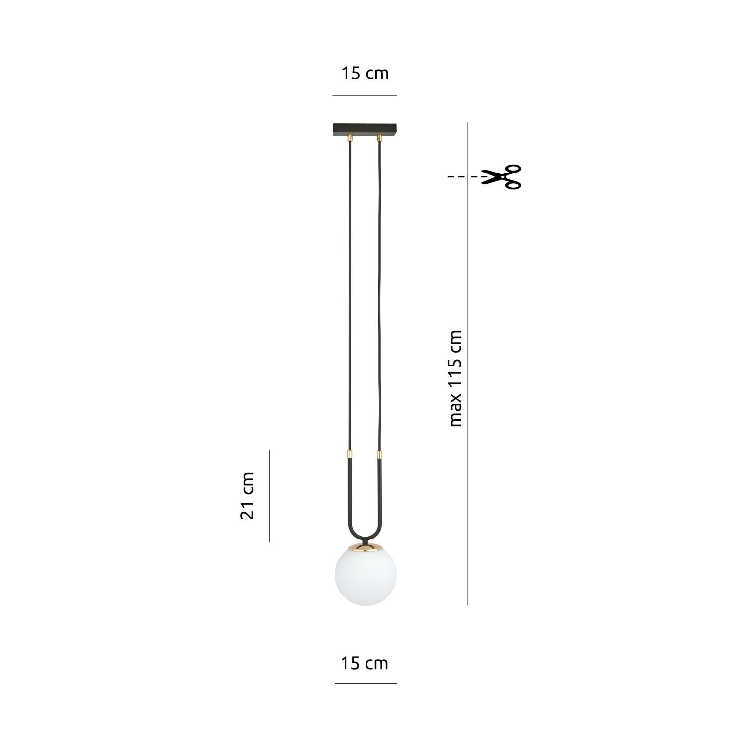 Lampe à suspendre verre métal H : max. 115 cm noir blanc E14 boule