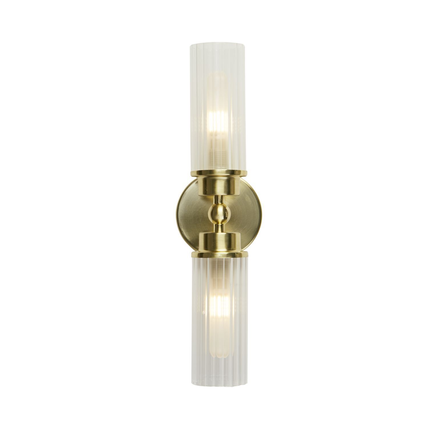 Wandleuchte, Brass, Zweiflammig, Glas, Wandlampe