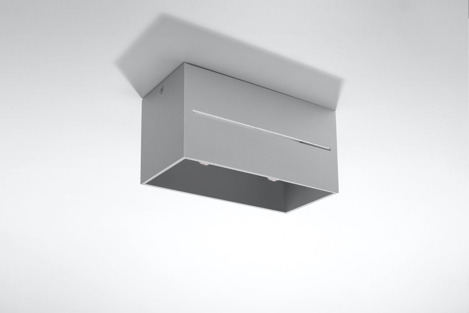 Plafonnier gris carré moderne aluminium 2x G9 couloir