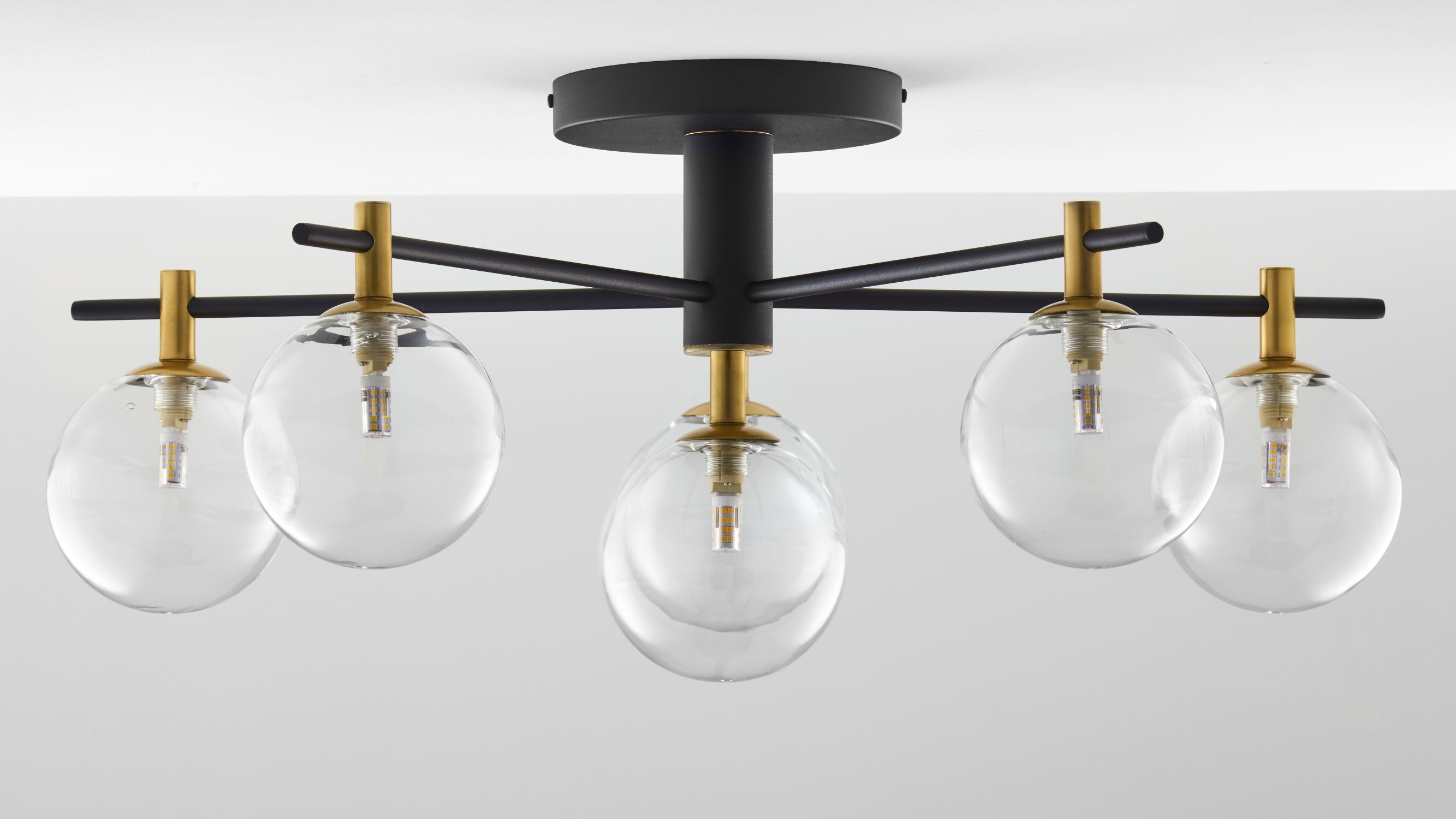 Deckenlampe Metall Glas G9 B:76 cm in Schwarz Gold Leuchter, Lampe, Leuchte, Deckenleuchte, Deckenventilator