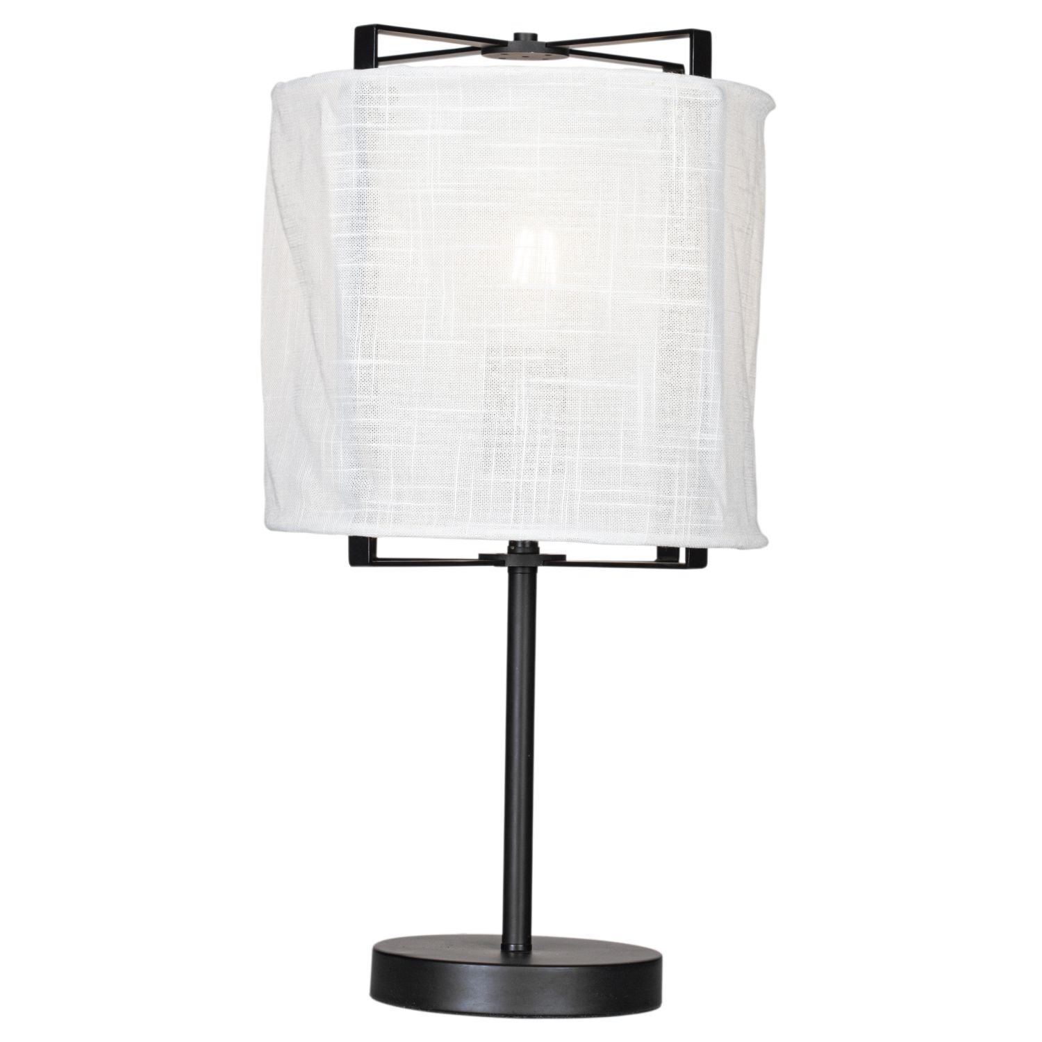 Lampe de table tissu métal 50 cm noir blanc E27