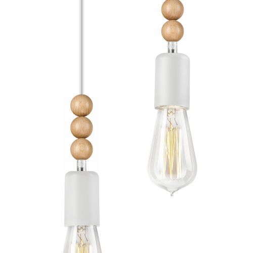 Suspension moderne Table de salle à manger Blanc Lampe en bois
